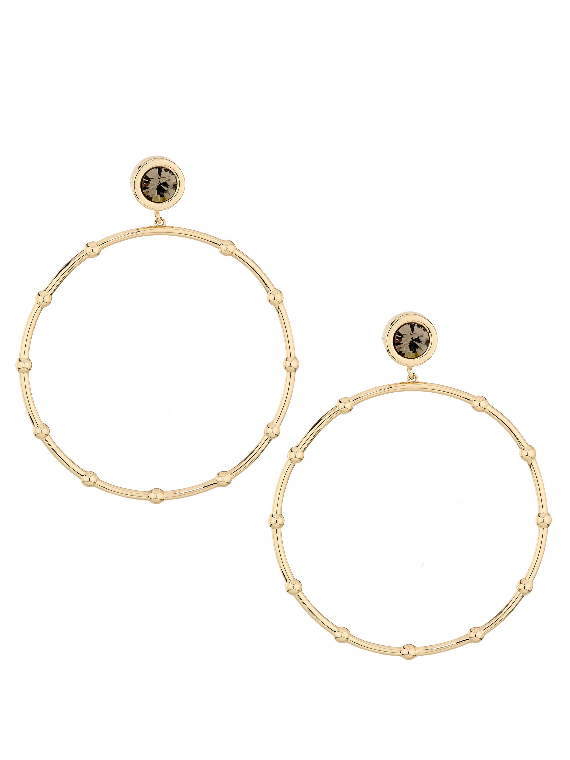 Ramy Brook Women's Angely Goldtone & Glass Crystal Hoop Drop Earrings - Black Smoke