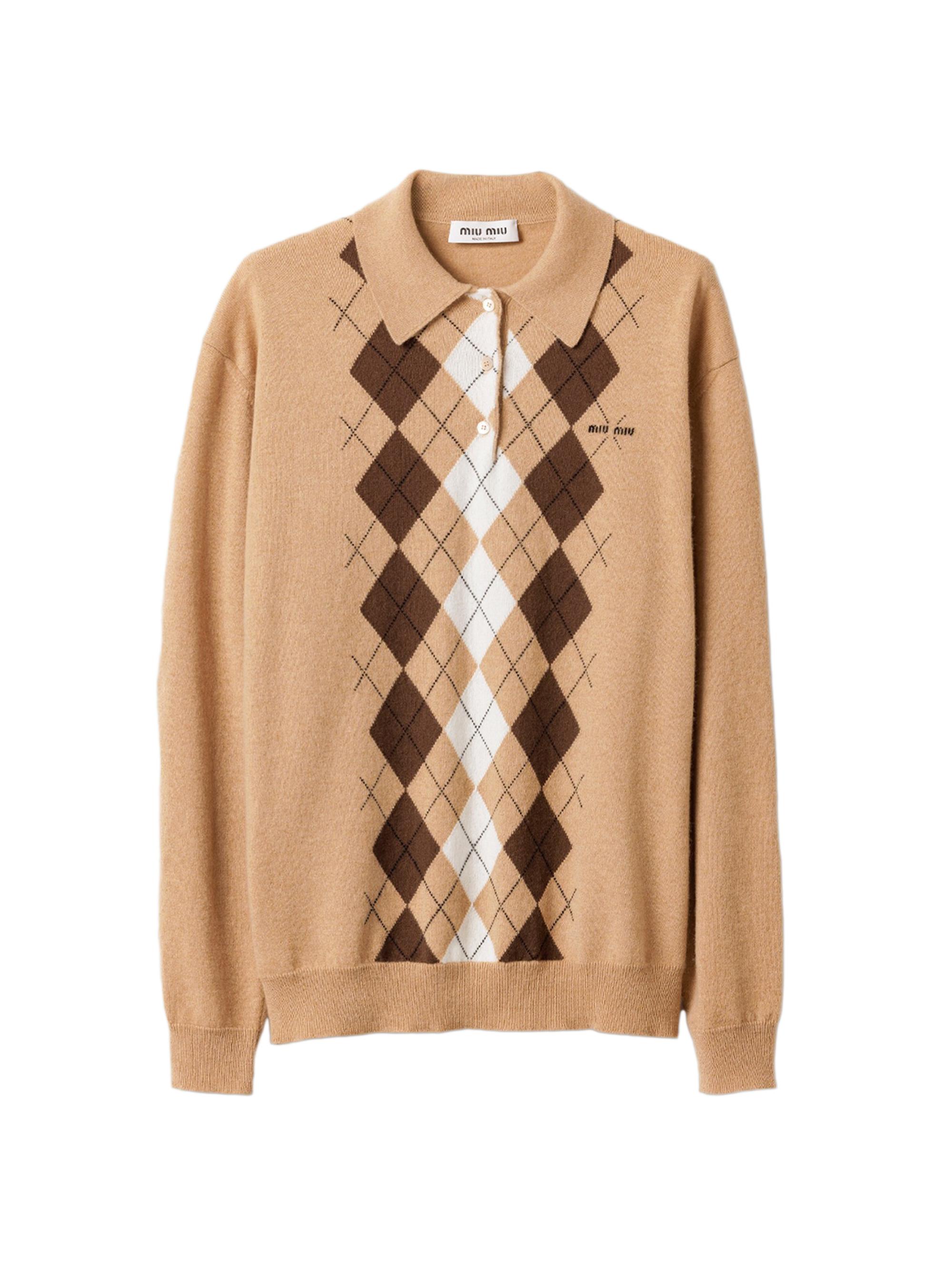 Miu Miu Women's Cashmere Polo Shirt - Brown