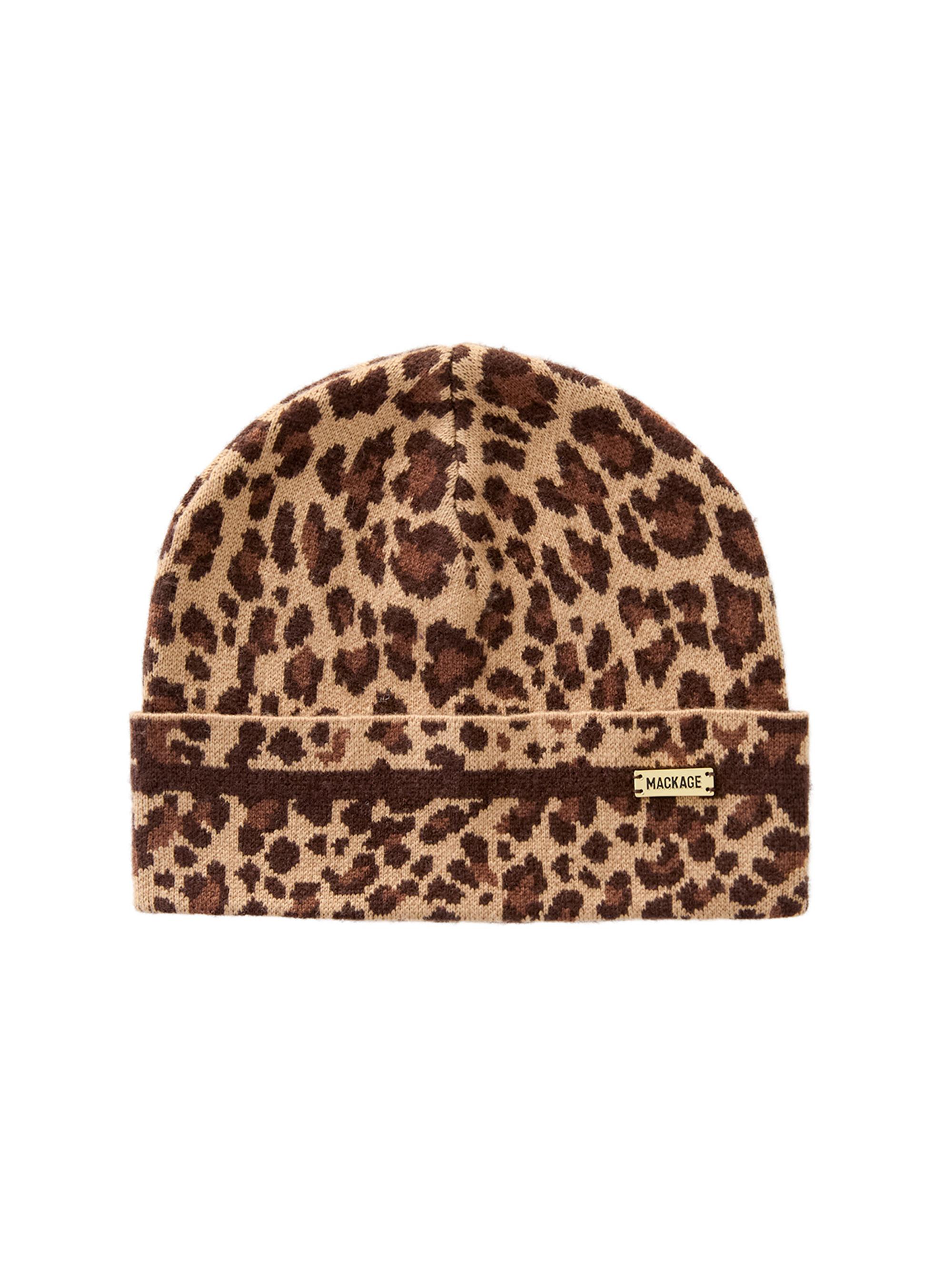 Mackage Women's Kiko Wool-Blend Leopard Jacquard Beanie - Cheetah