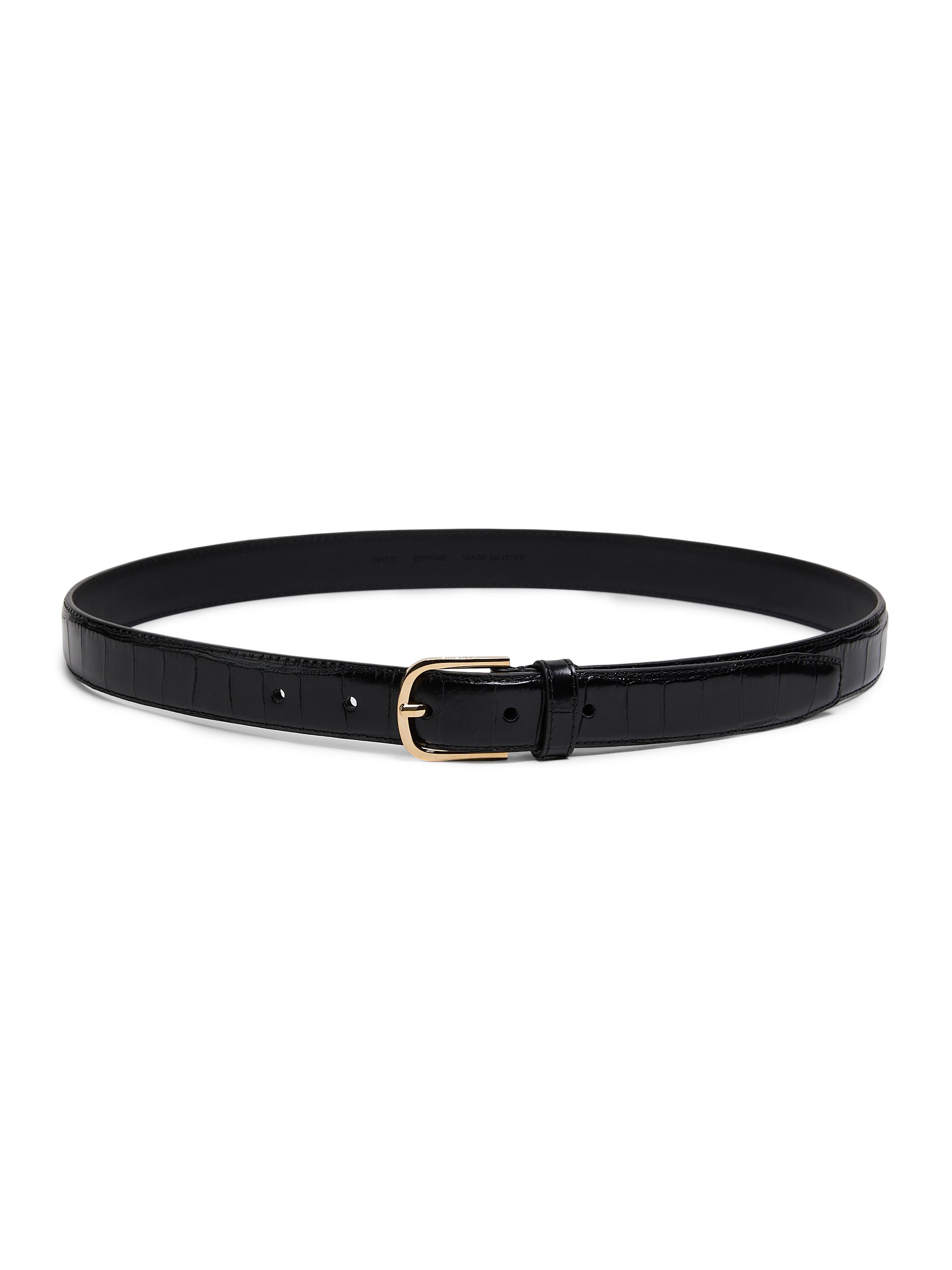 Toteme Women's Slim Croc-Embossed Leather Belt - Black