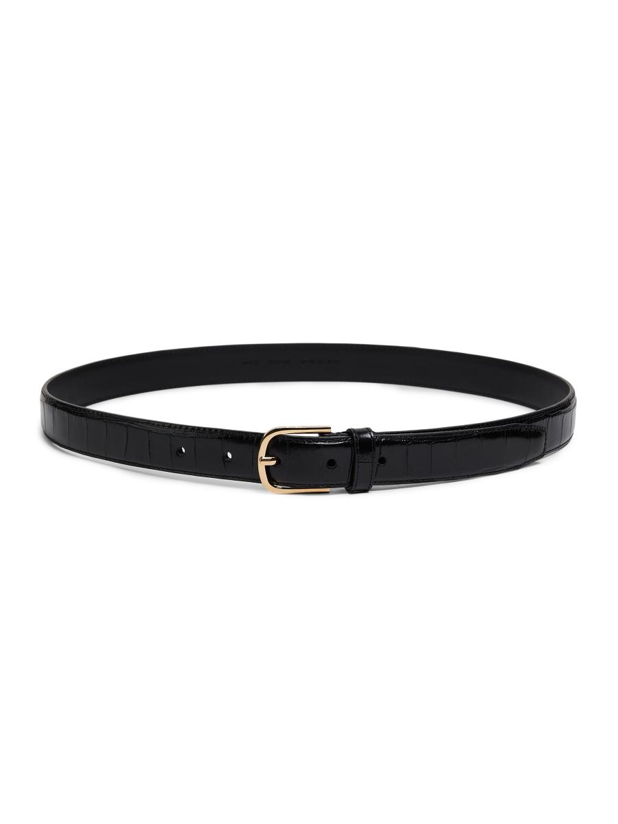Totême Women's Slim Croc-embossed Leather Belt In Black