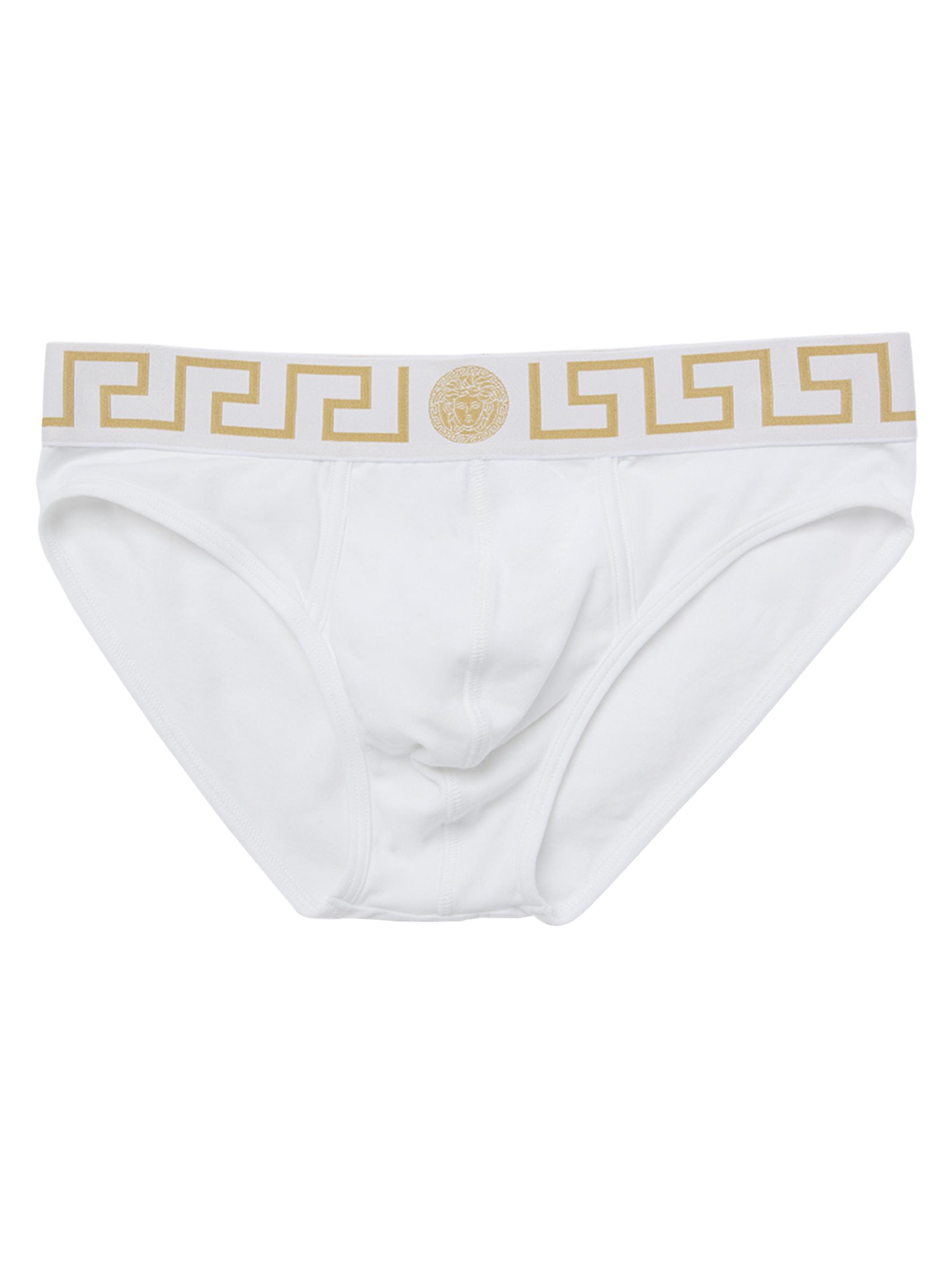 Versace Men's Greek Key Stretch-Cotton Briefs - White