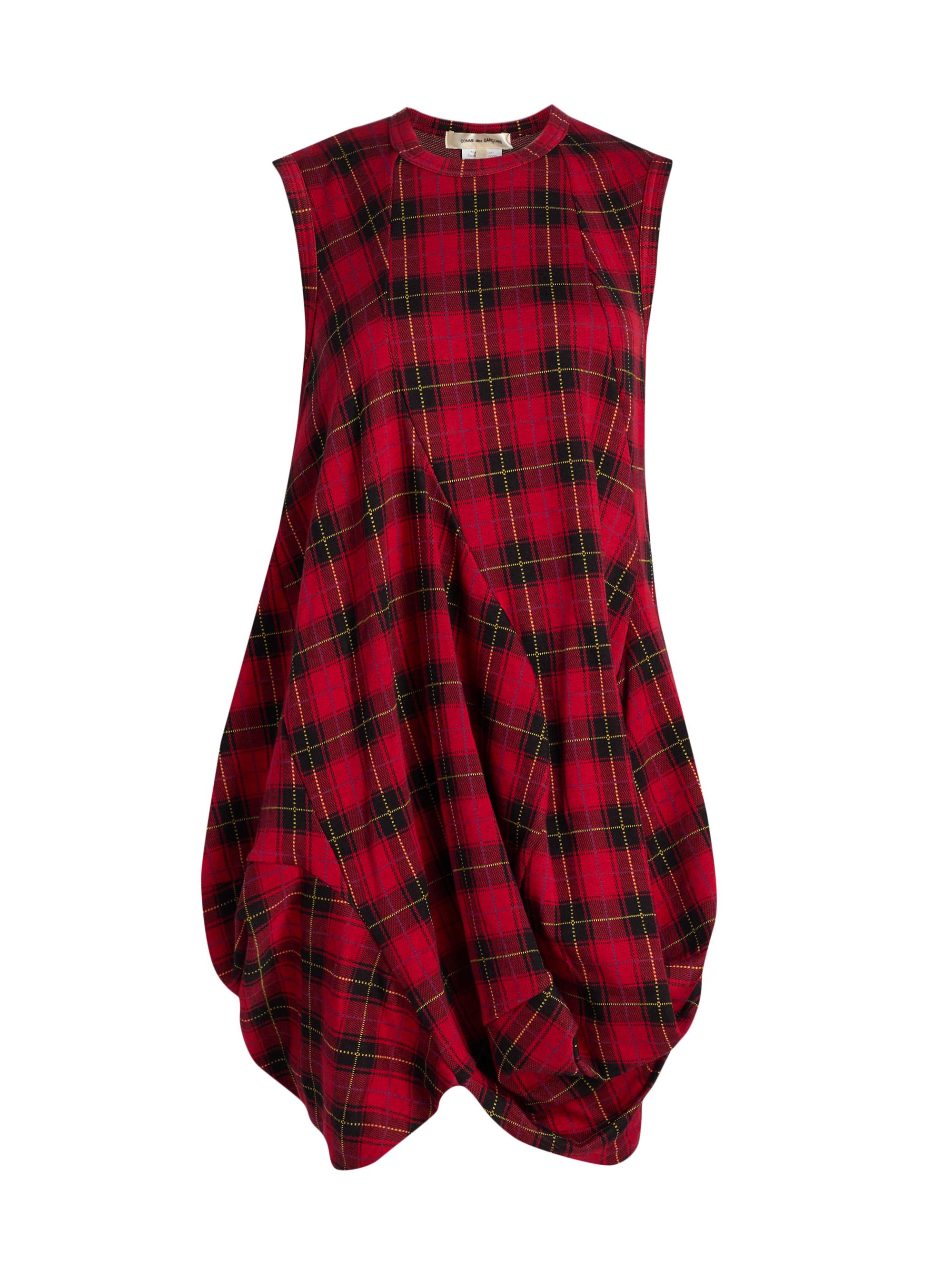 Comme des Garçons Women's Tartan Plaid Asymmetric Minidress - Red