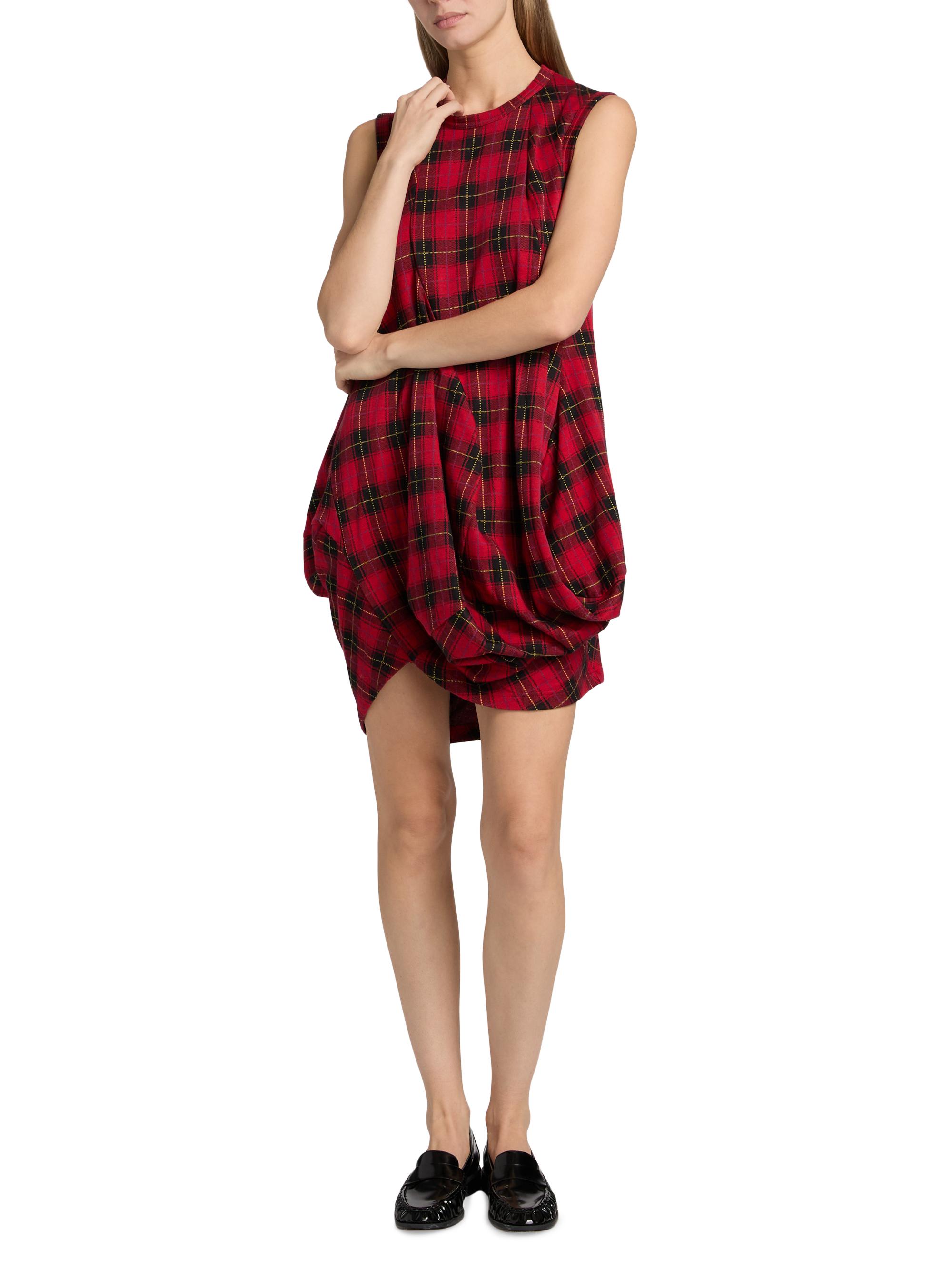 asymmetrical tartan dress Asymmetric Ruffle Midi Dress — Made in Spain