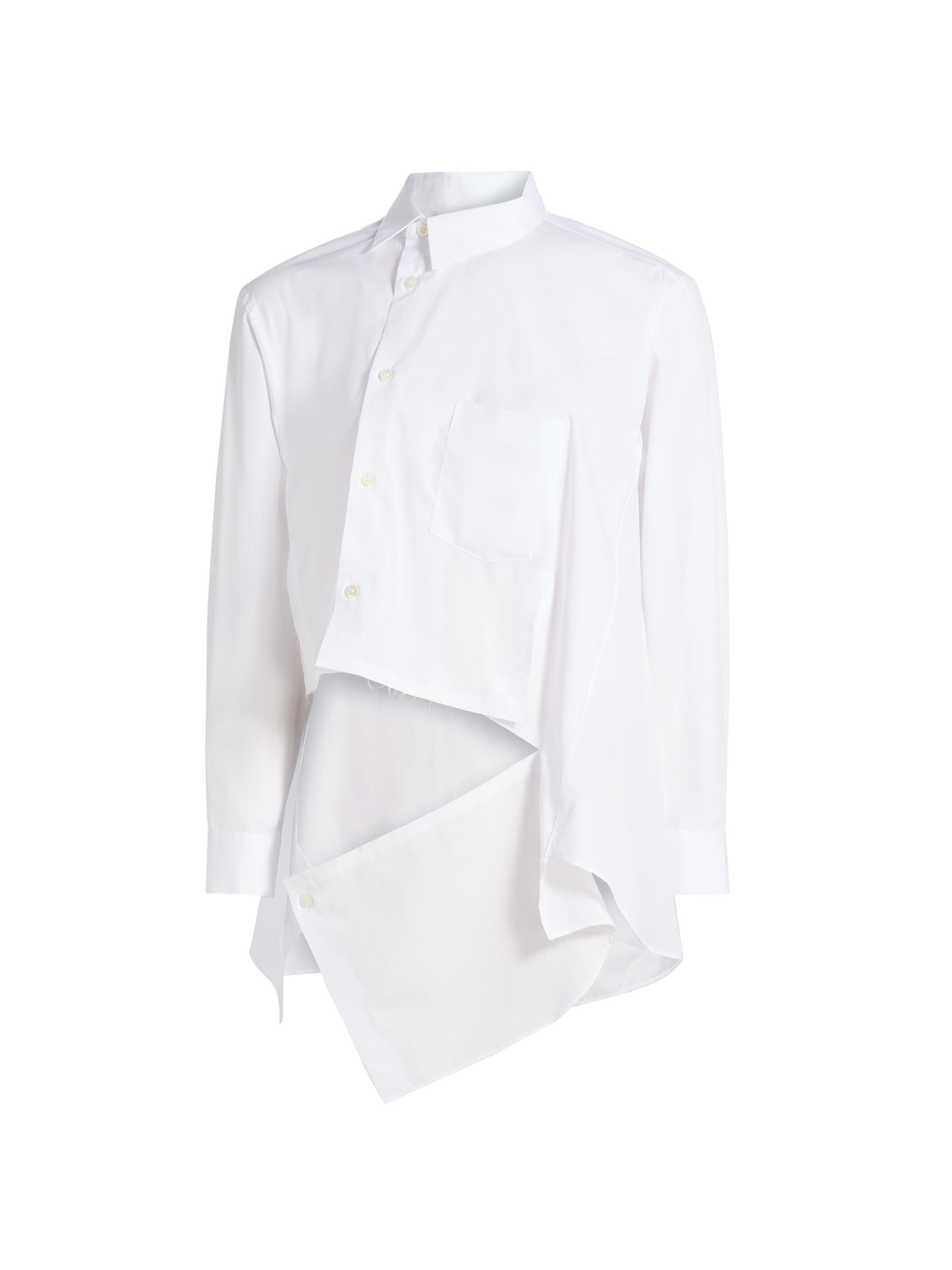 Comme des Garçons Women's Deconstructed Asymmetric Cotton Button-Front Shirt - White