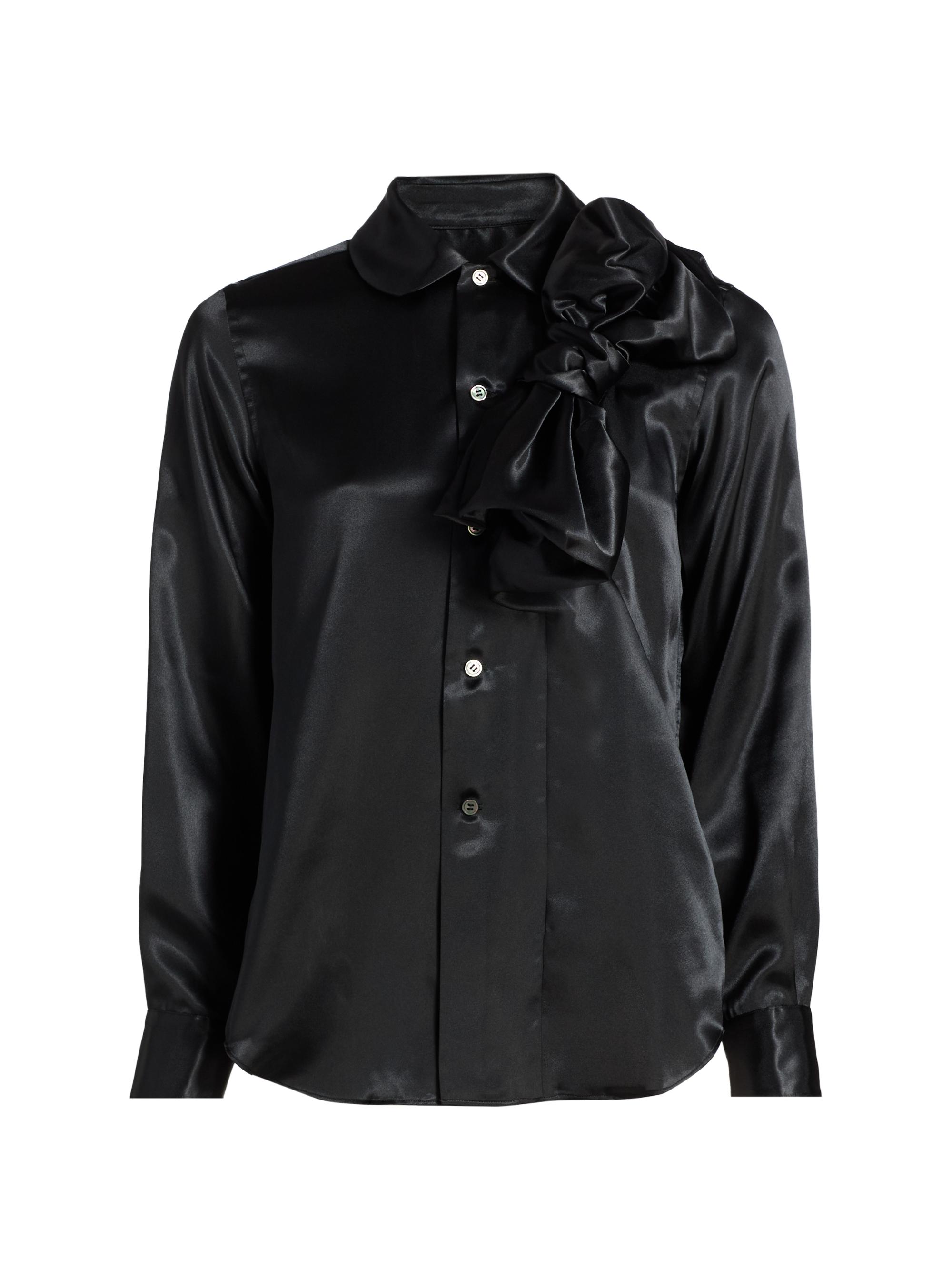 Comme des Garçons Women's Satin Bow Shirt - Black