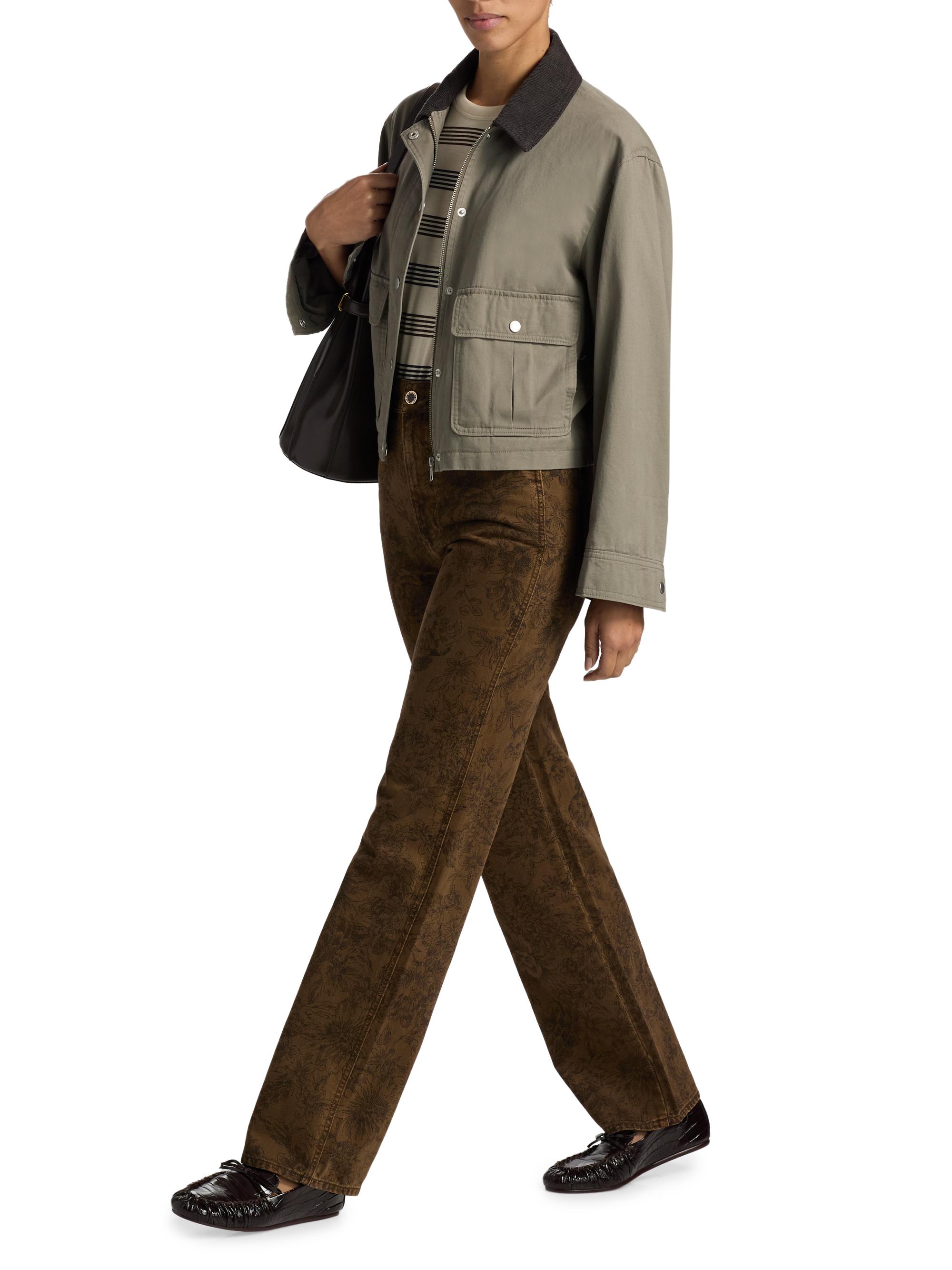 Veronica Beard Dylan Rose-Pattern High-Rise Straight-Leg Jeans