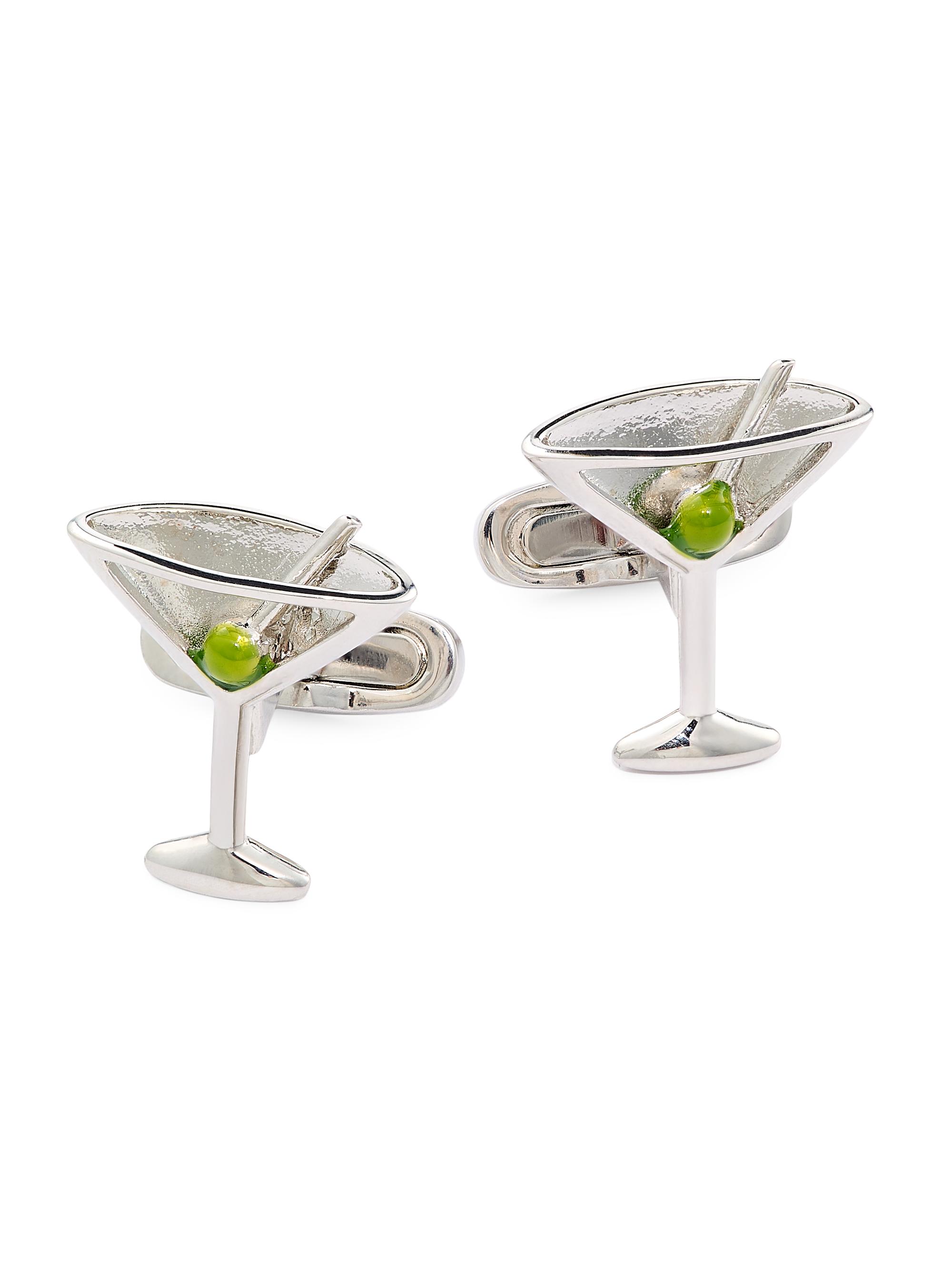 Link Up Men's Martini GlassSilver-Plated Brass Cufflinks - Silver