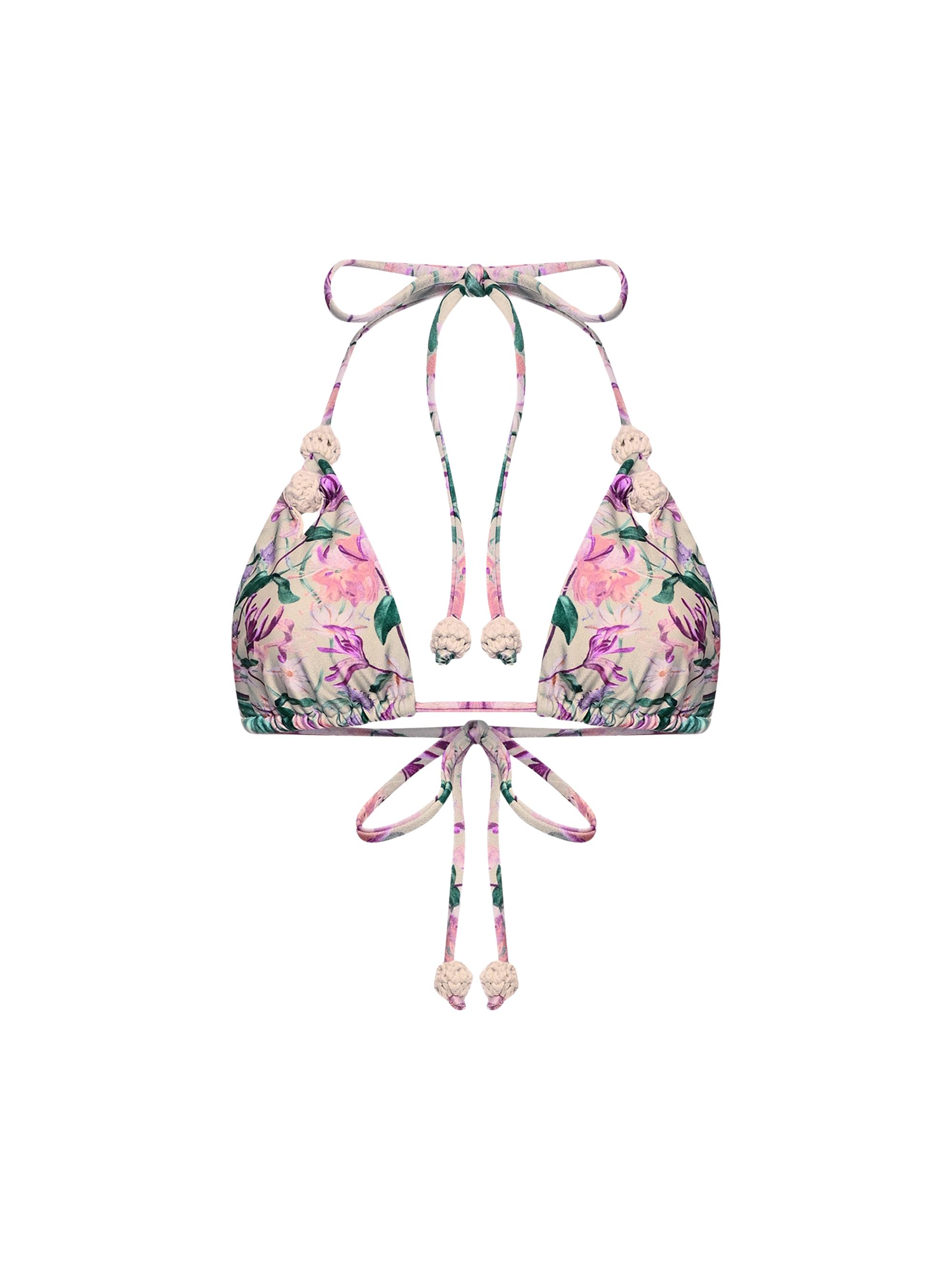 PatBO Women's Honey Flower Lace Triangle Bikini Top - Green