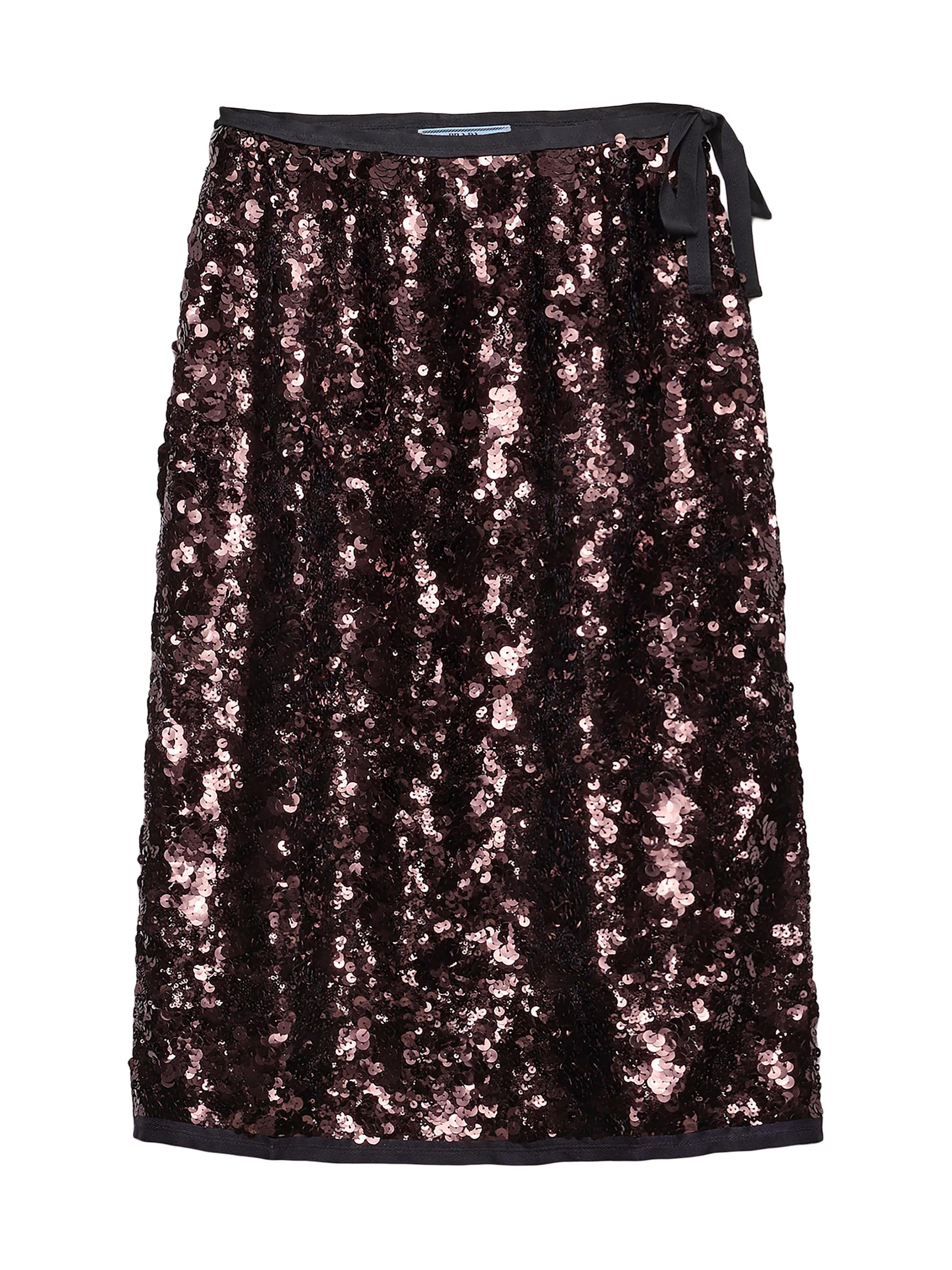 Prada Women's Embroidered Sequin Skirt - Purple