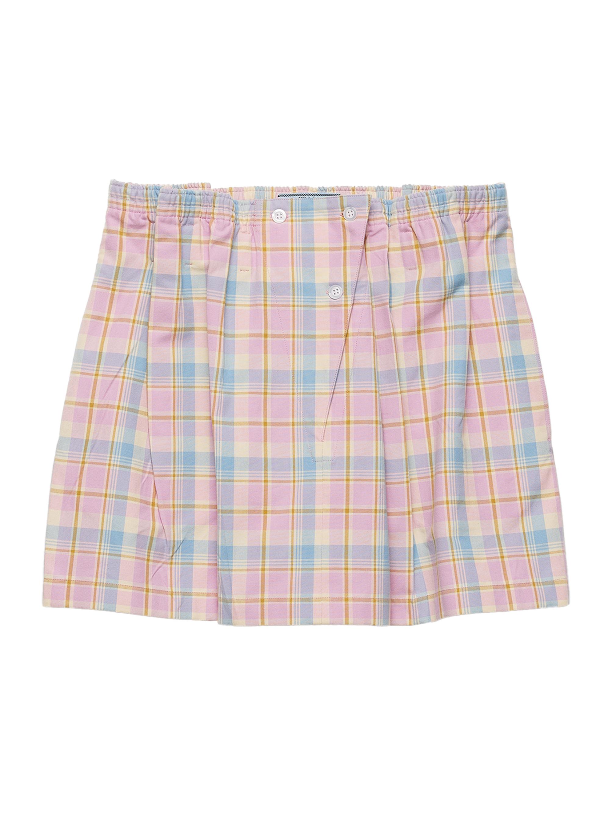 Prada Women's Checked Cotton Miniskirt - Pink