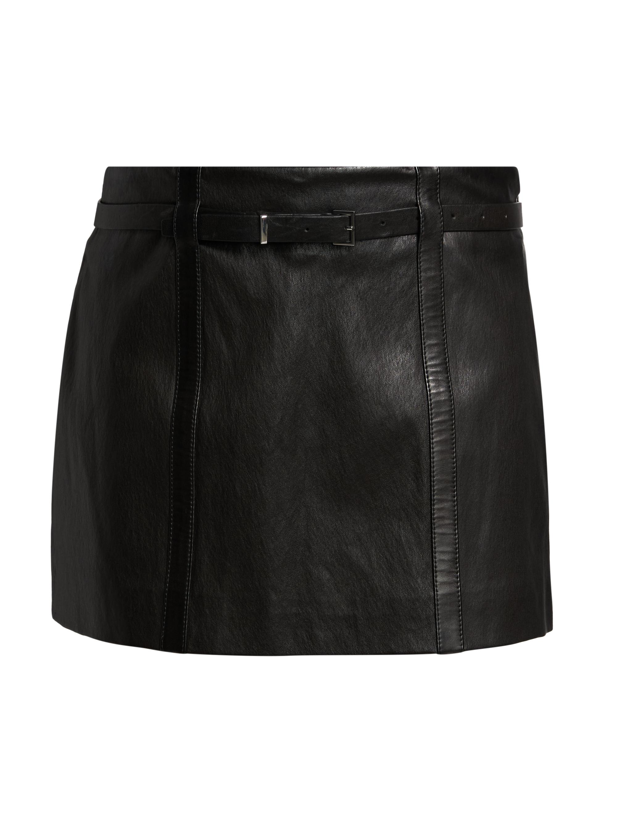 FRAME Women's Leather Belted Miniskirt - Black