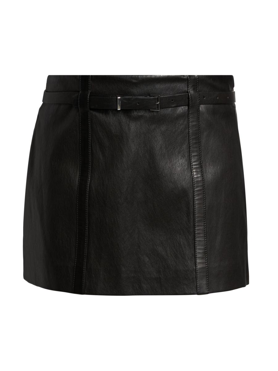 Frame Women's Leather Belted Miniskirt In Black