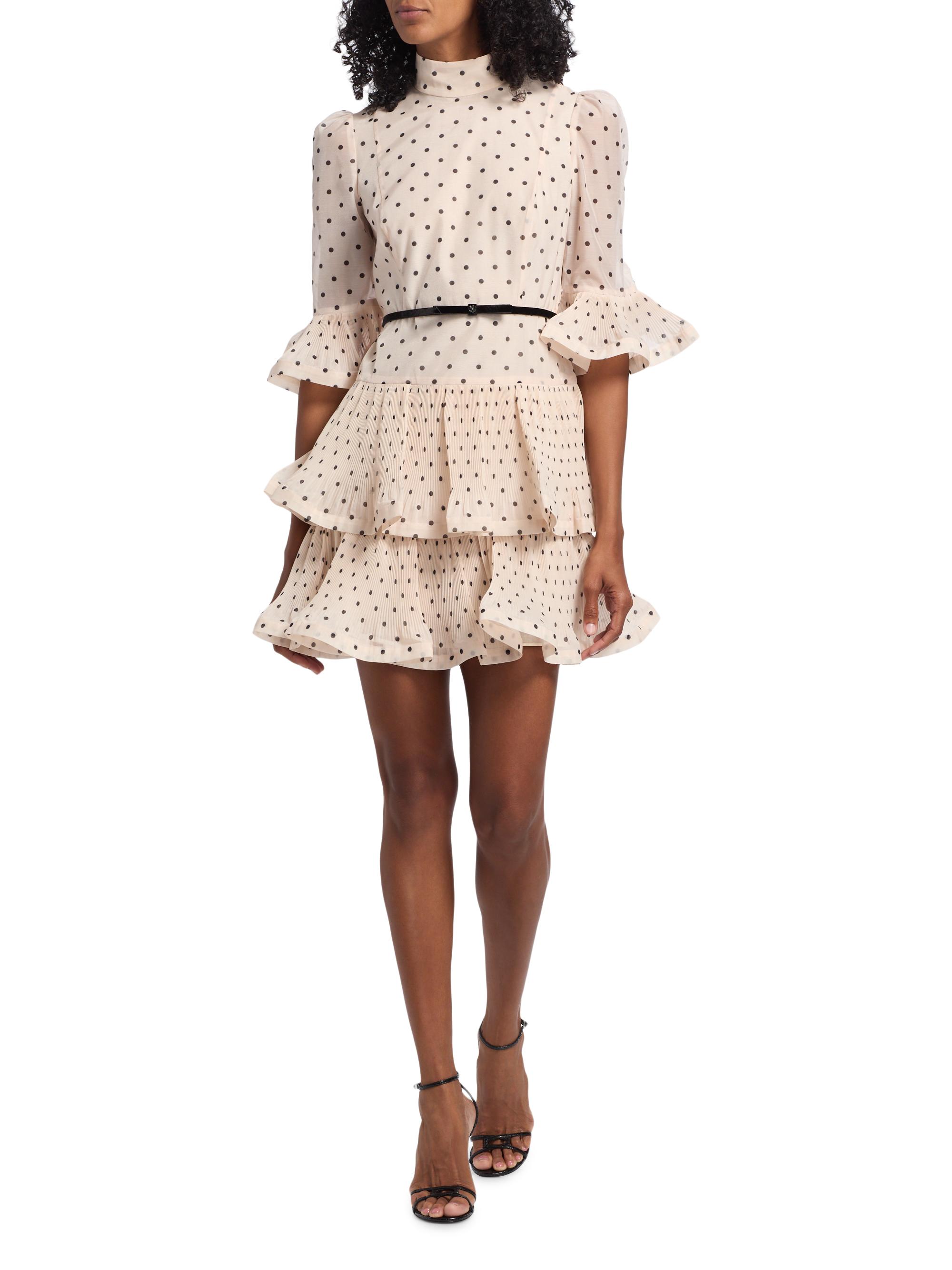 Zimmermann Pleated Polka Dot Frill Minidress | Saks Fifth Avenue