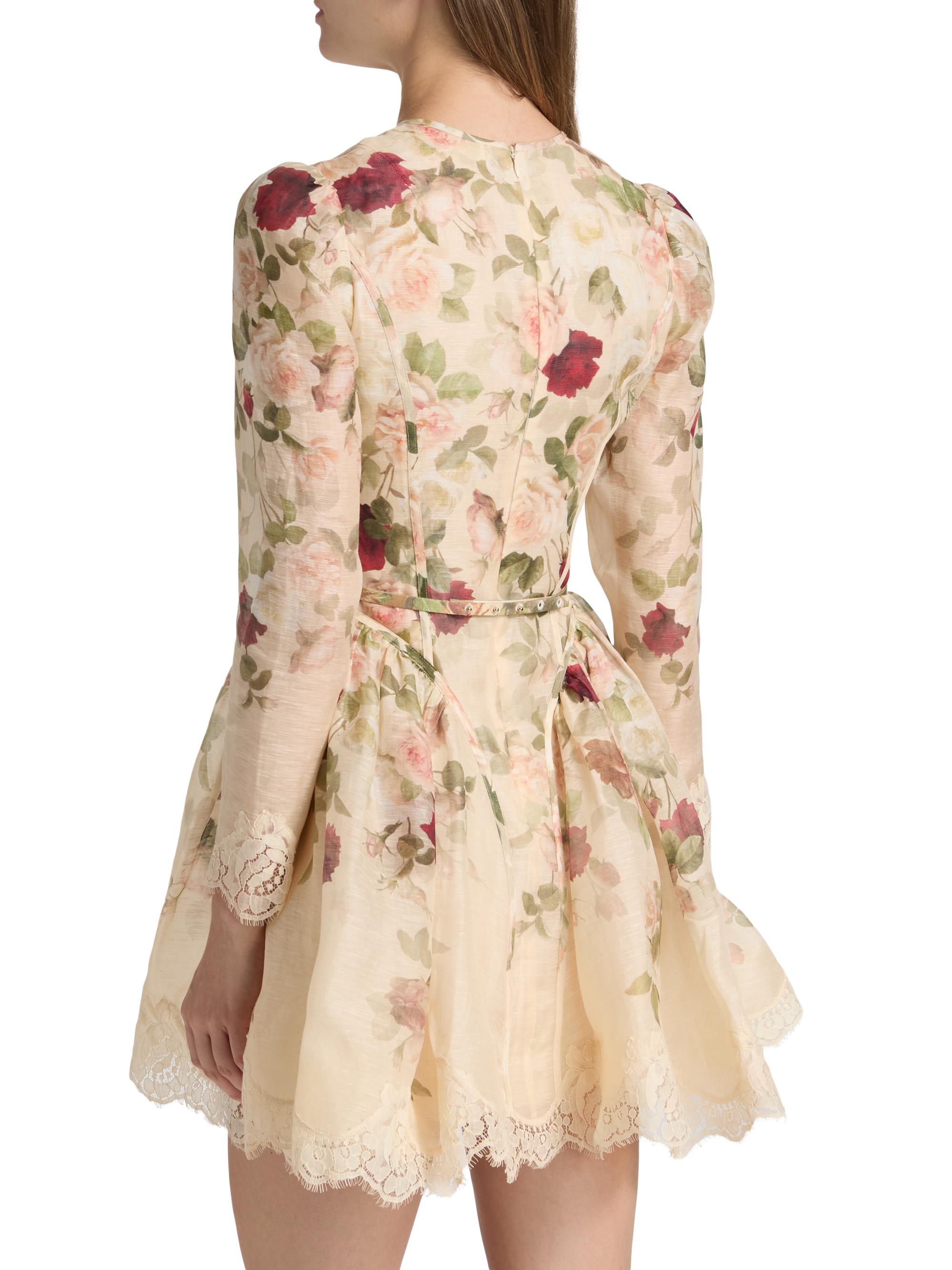 Zimmermann Hypnotic Floral & Lace Belted Minidress | Saks Fifth Avenue