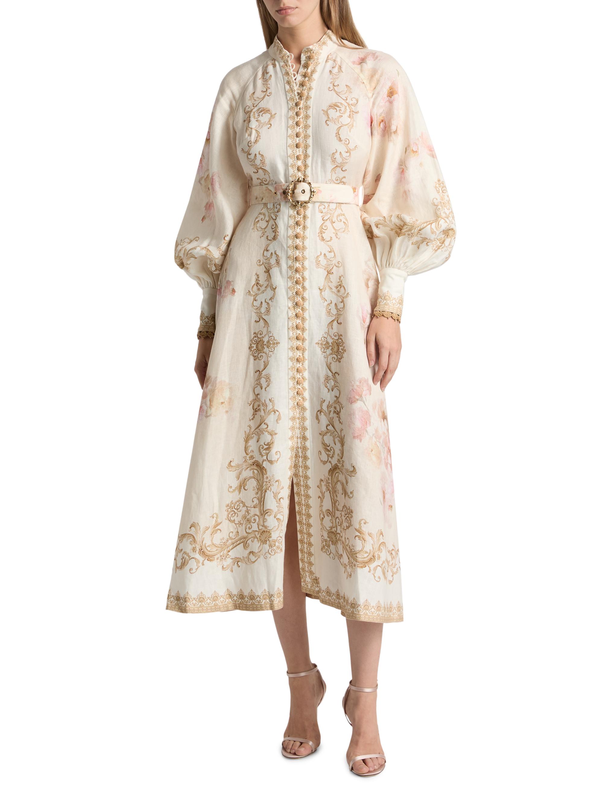 Hypnotic Linen Belted Midi-Dress