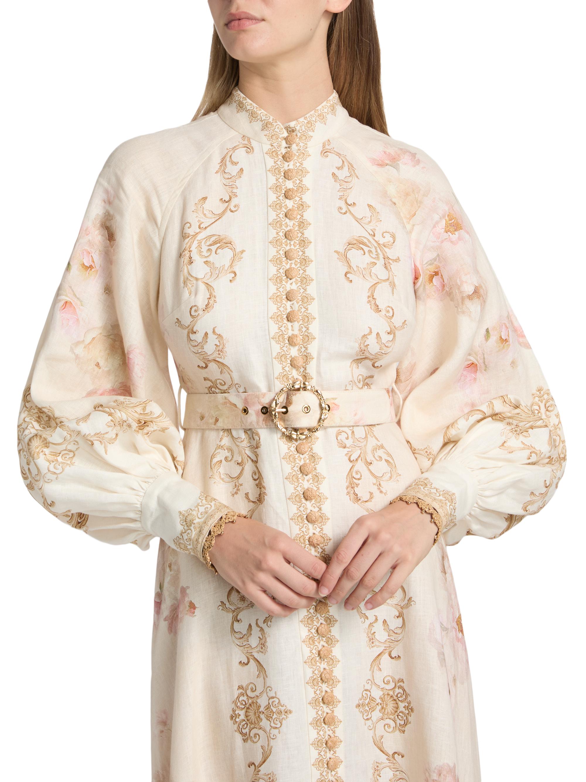 Zimmermann Hypnotic Linen Belted Midi-Dress | Saks Fifth Avenue