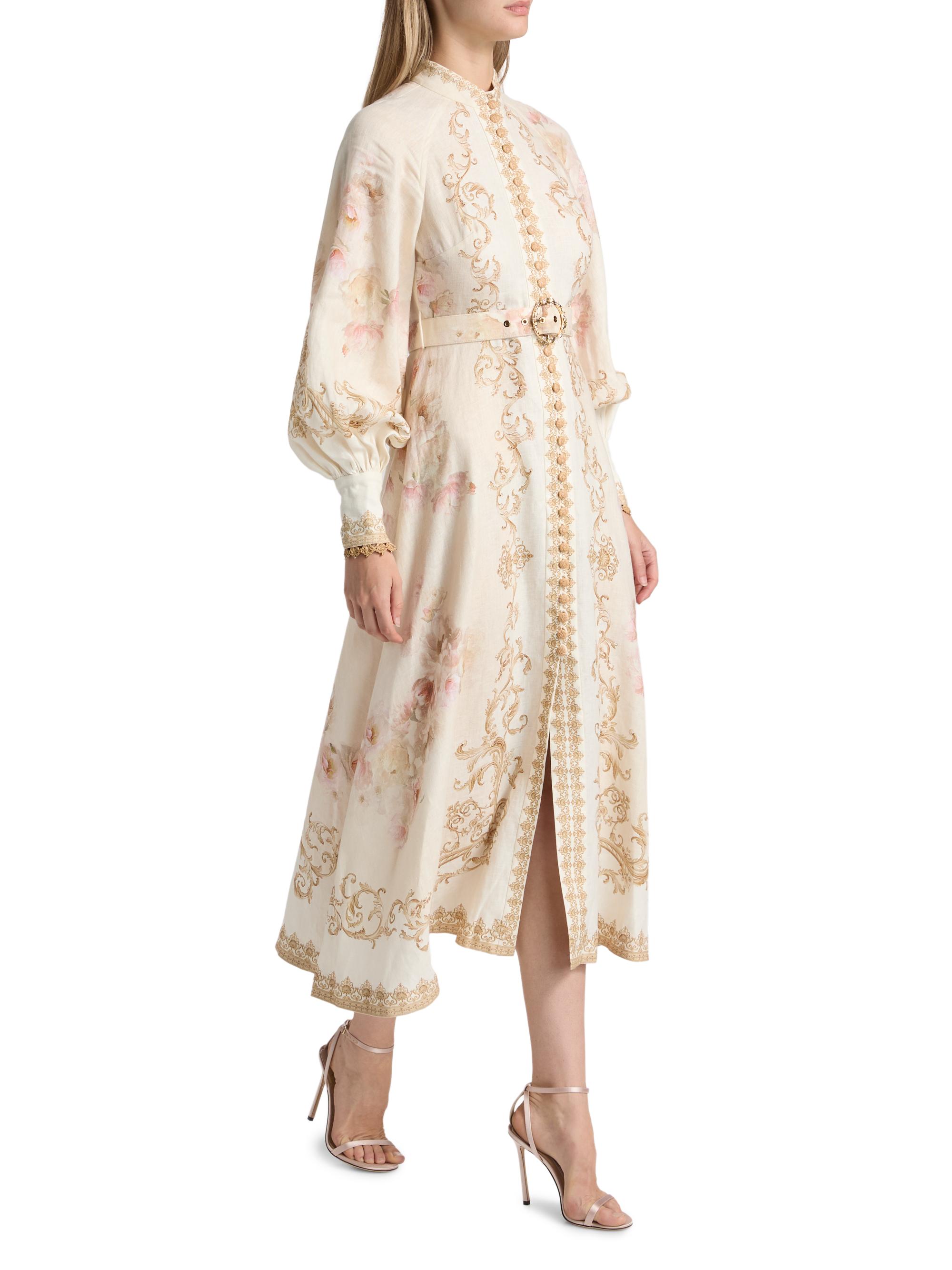 Hypnotic Linen Belted Midi-Dress