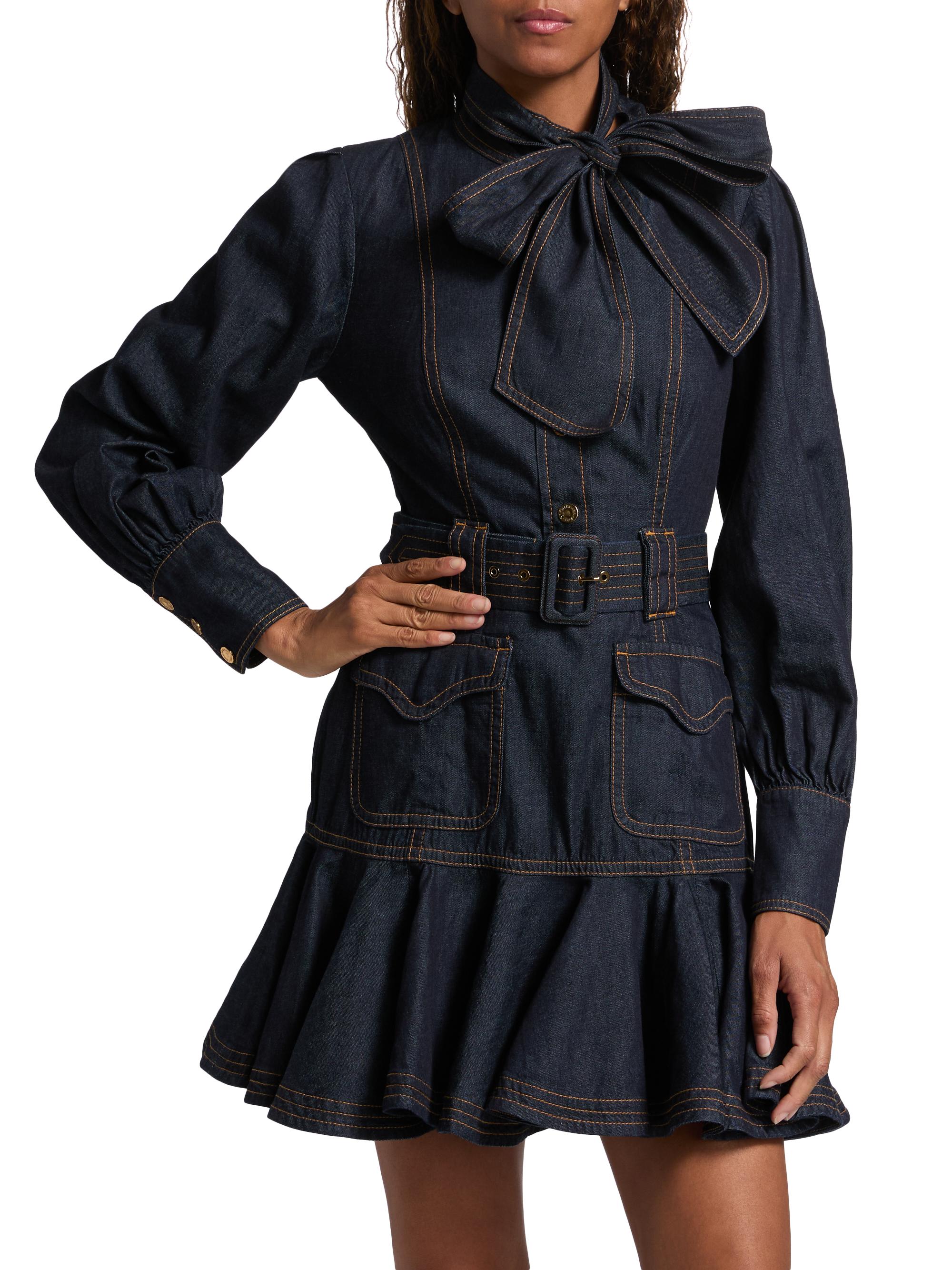 Zimmermann Flip Cotton Denim Minidress | Saks Fifth Avenue