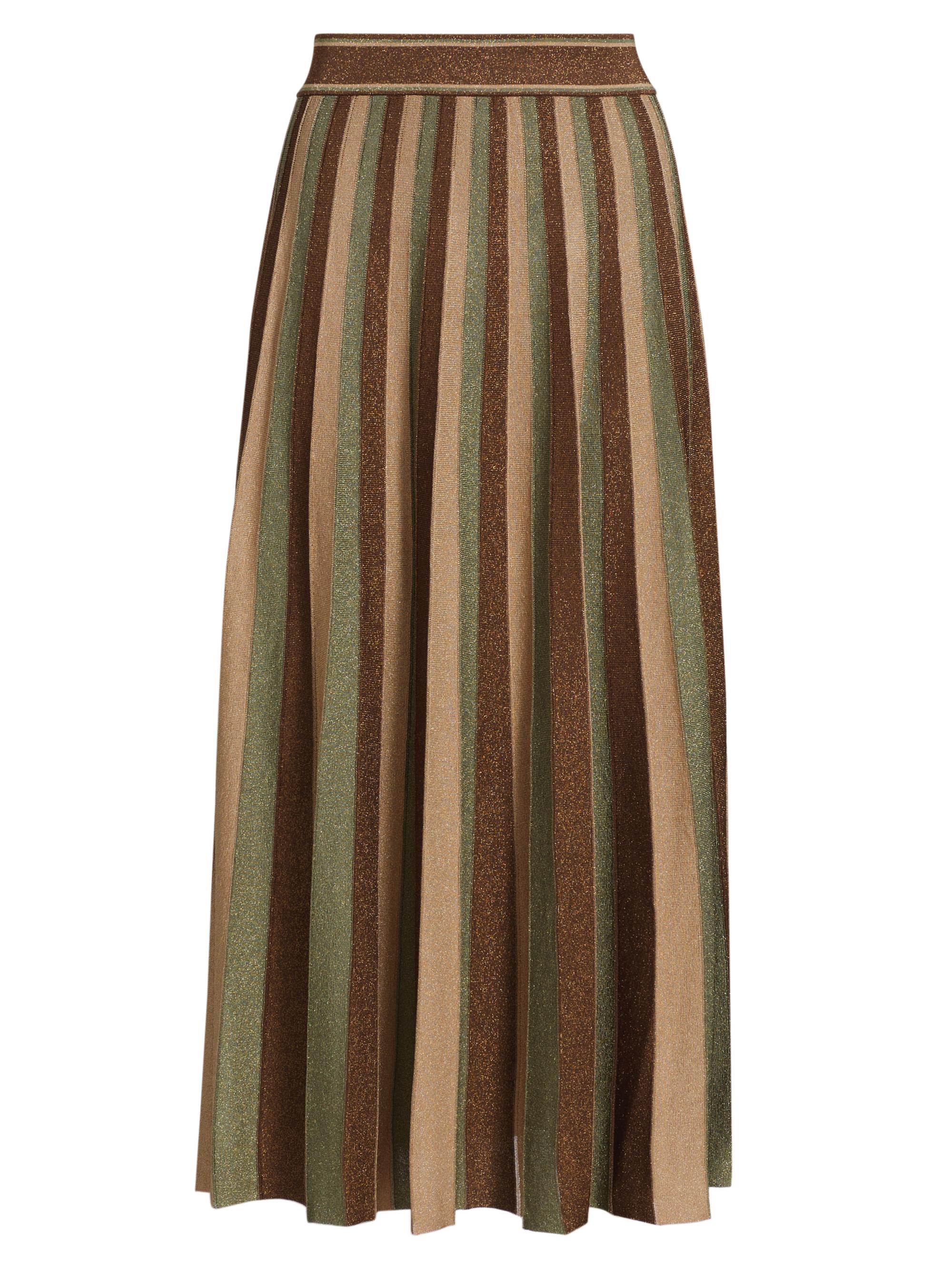 Zimmermann Women's Hypnotic Striped Midi-Skirt - Metallic Green Stripe
