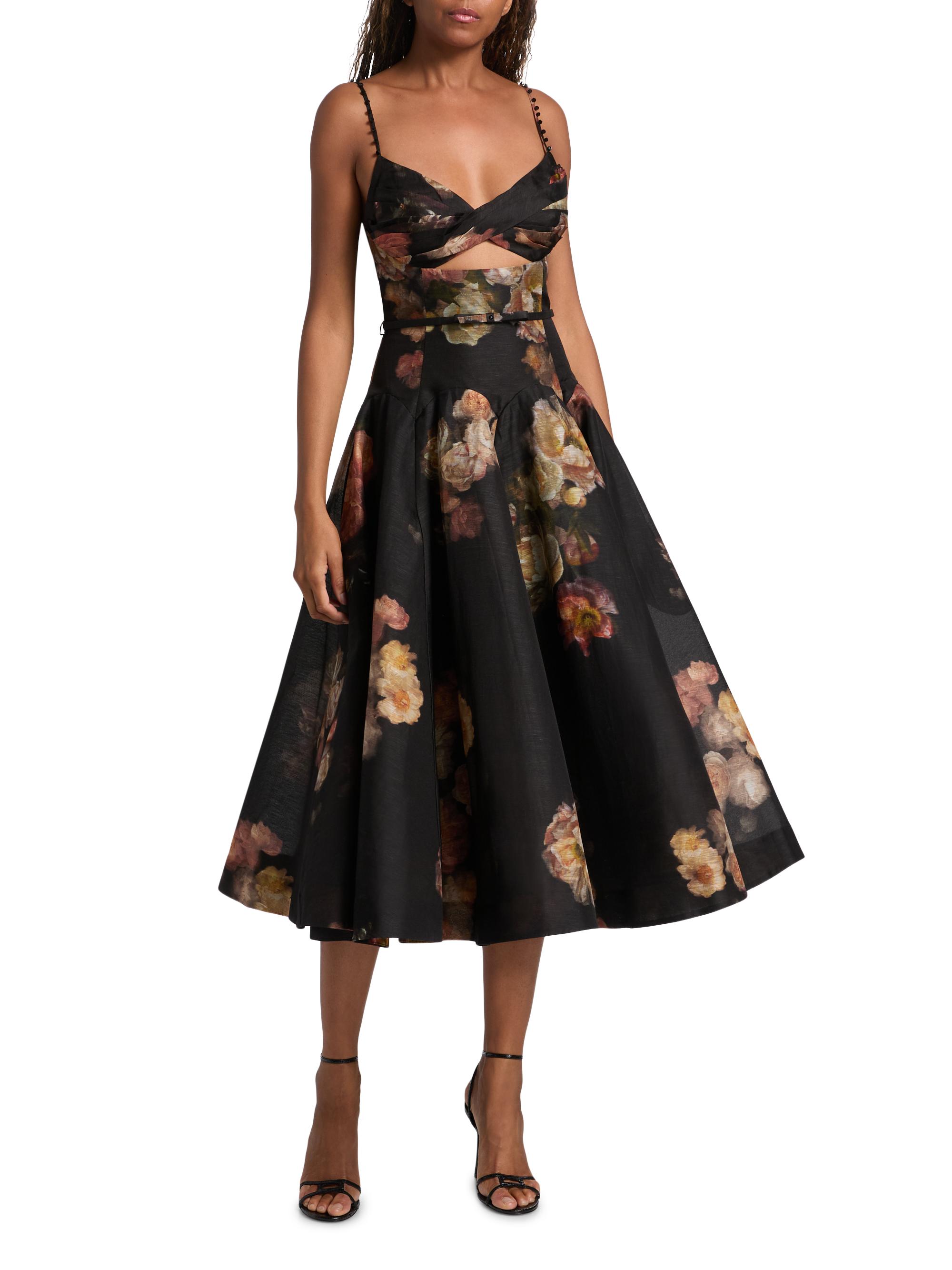 Zimmermann Hypnotic Twist Linen-Silk Midi-Dress | Saks Fifth Avenue