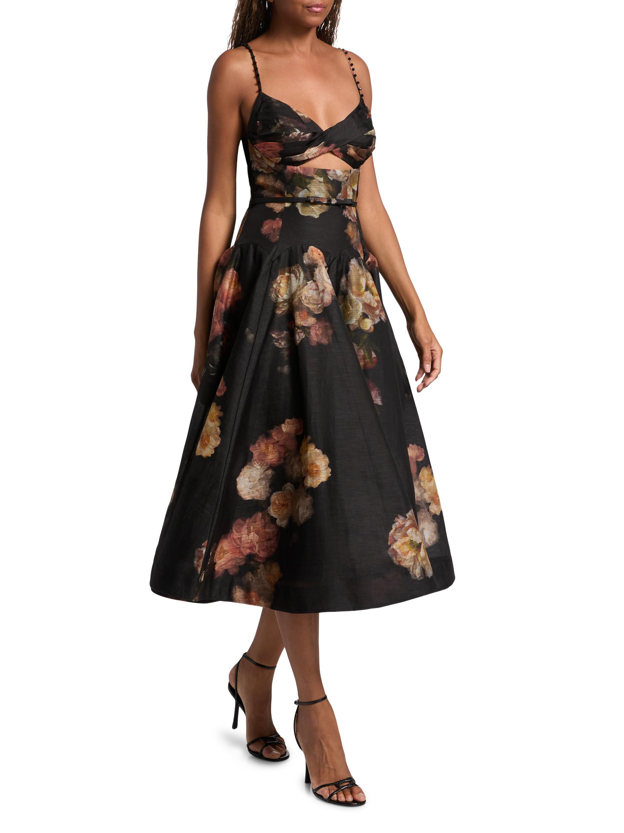 green emerald velvet dress Rent Asos Edition Halter Trapeze Midi Dress With Trailing Tulip Embroidery  In Black