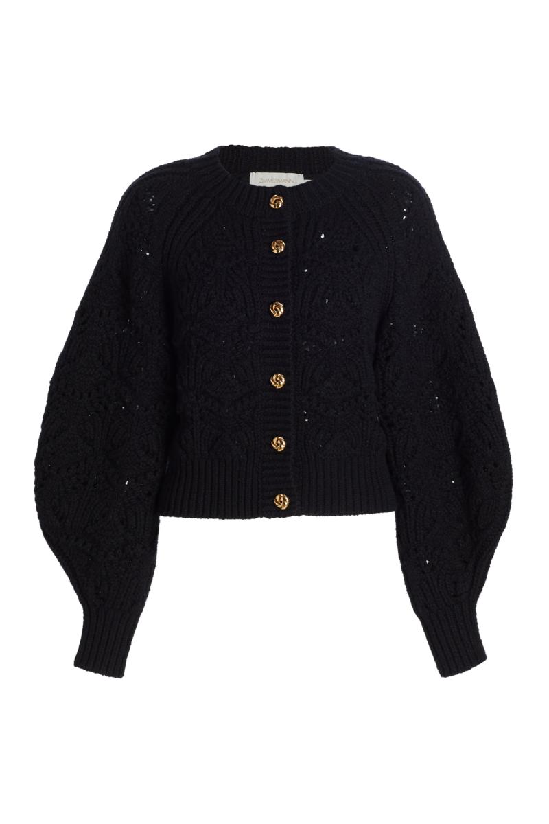 Zimmermann Women's Hypnotic Wool Cable-knit Cardigan In Black