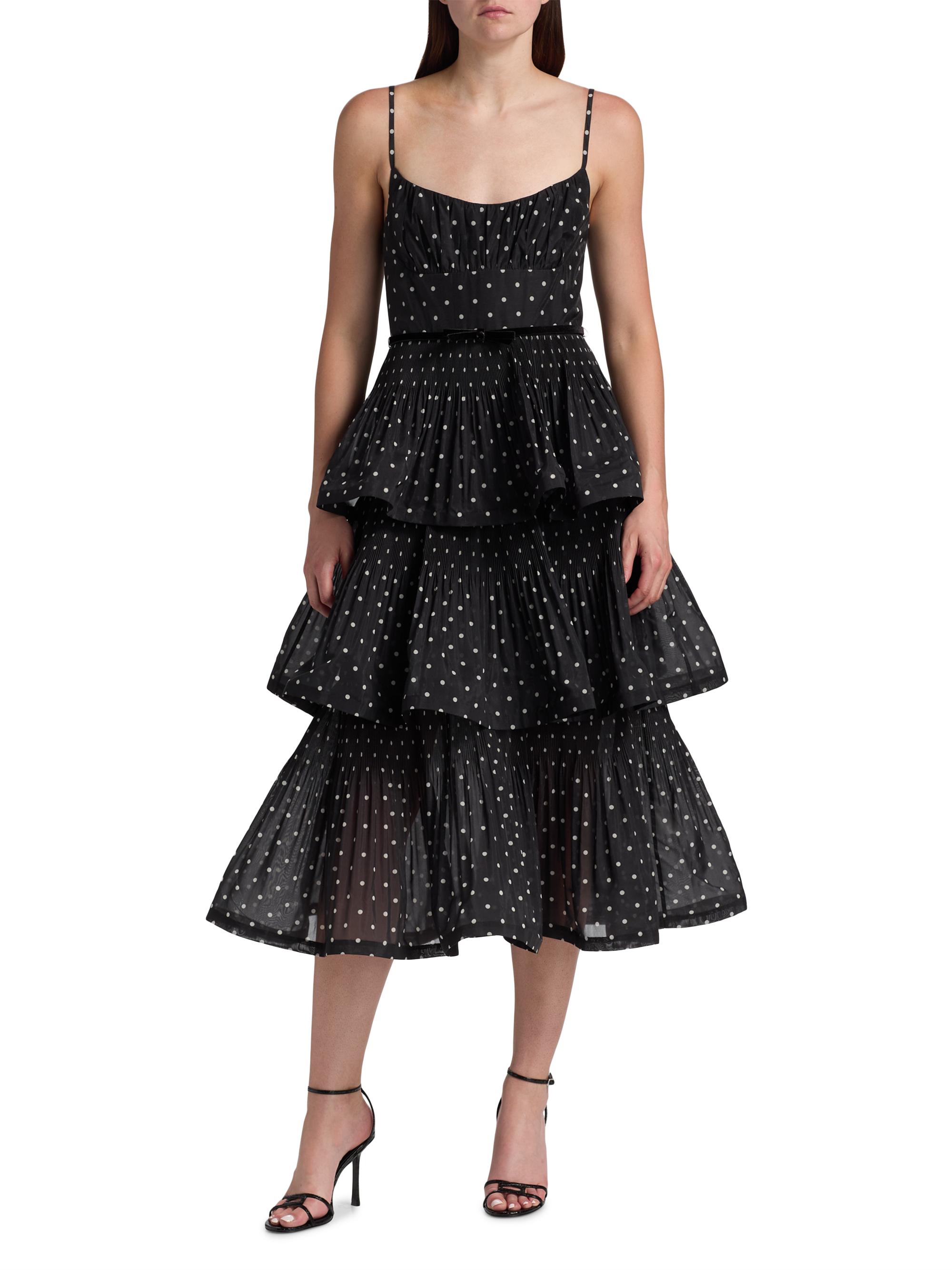 Zimmermann Polka Dot Pleated Tiered Midi-Dress | Saks Fifth Avenue