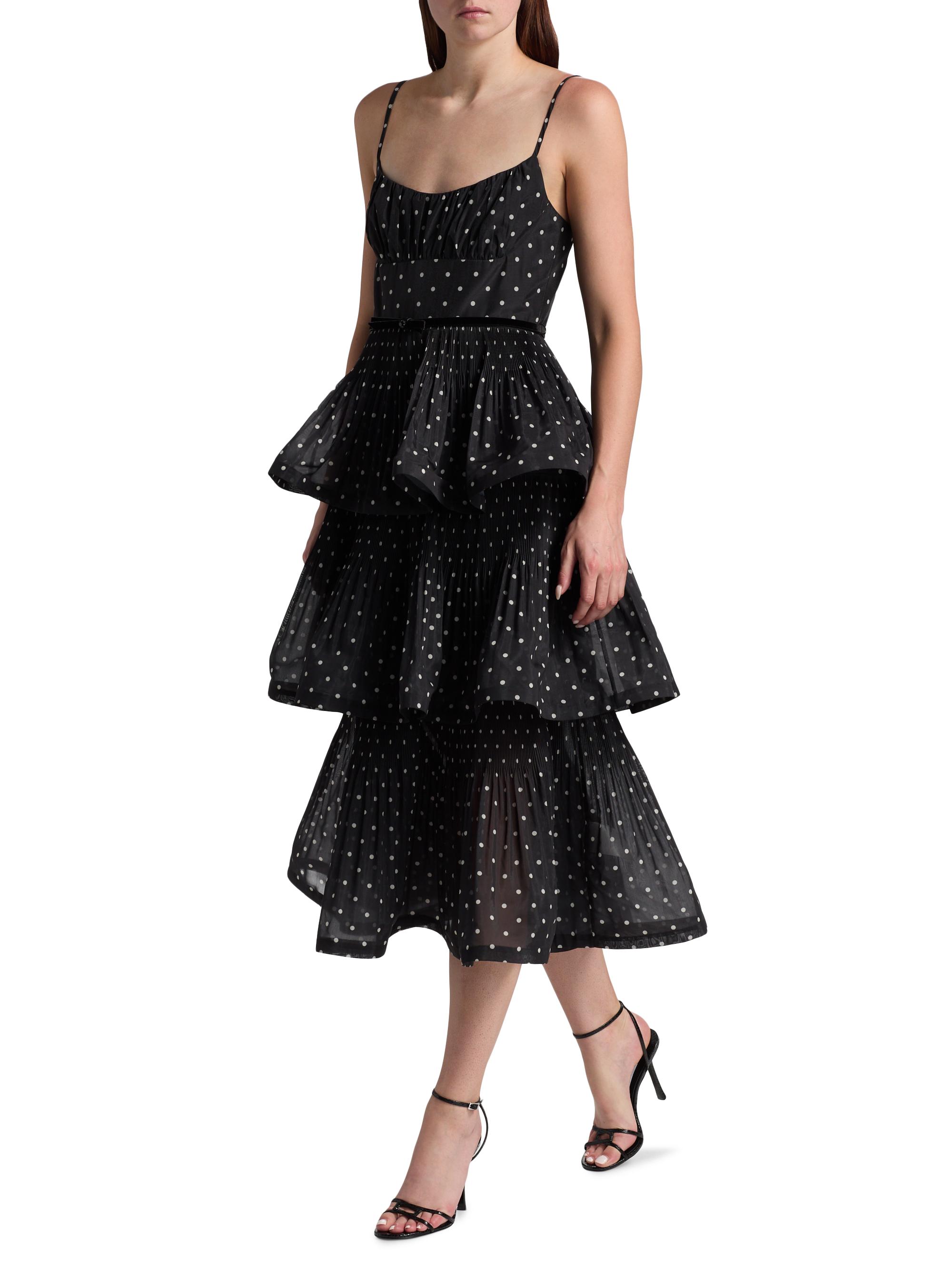 Zimmermann Polka Dot Pleated Tiered Midi-Dress | Saks Fifth Avenue
