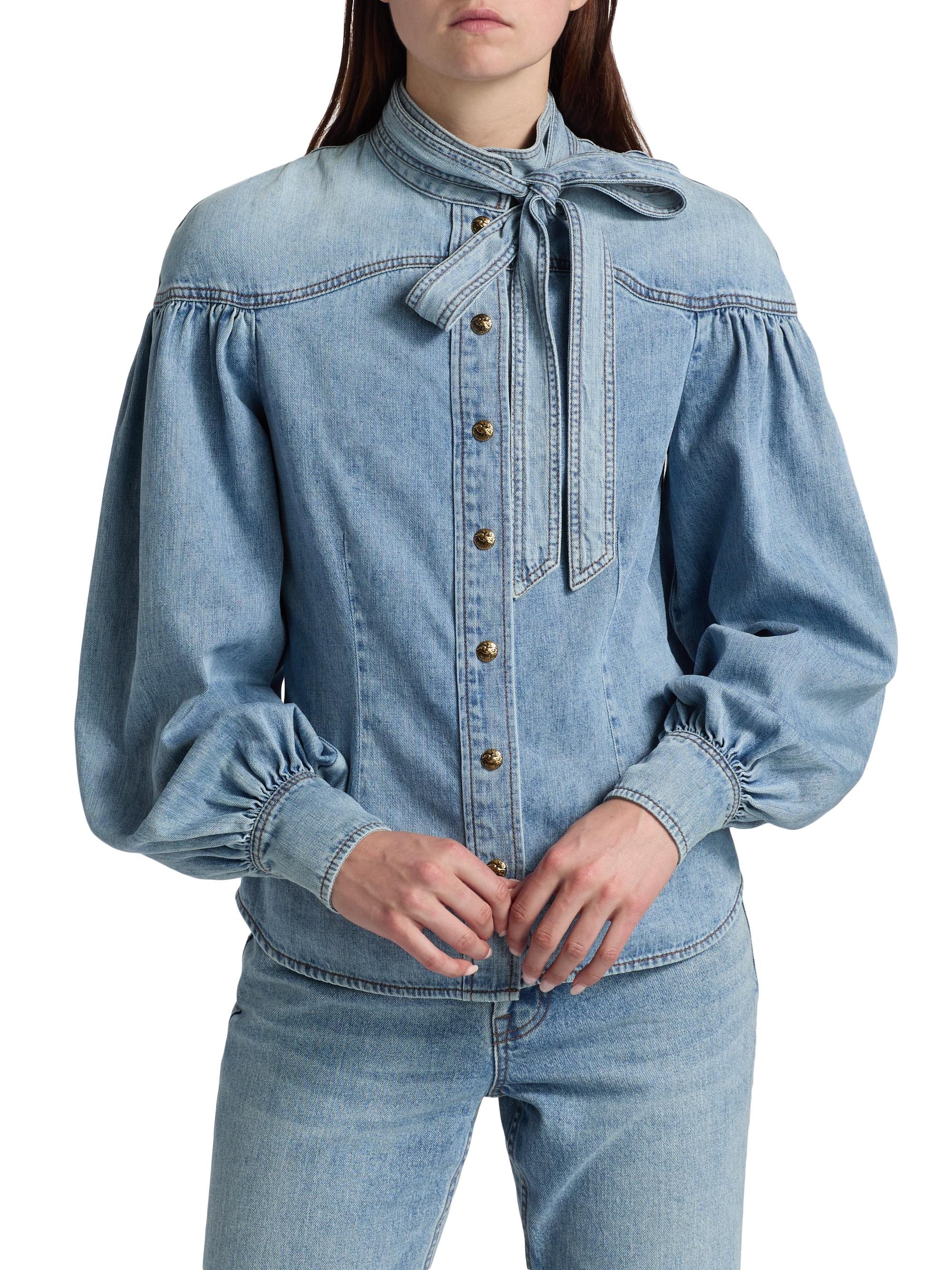 Zimmermann Denim Tieneck Blouse | Saks Fifth Avenue