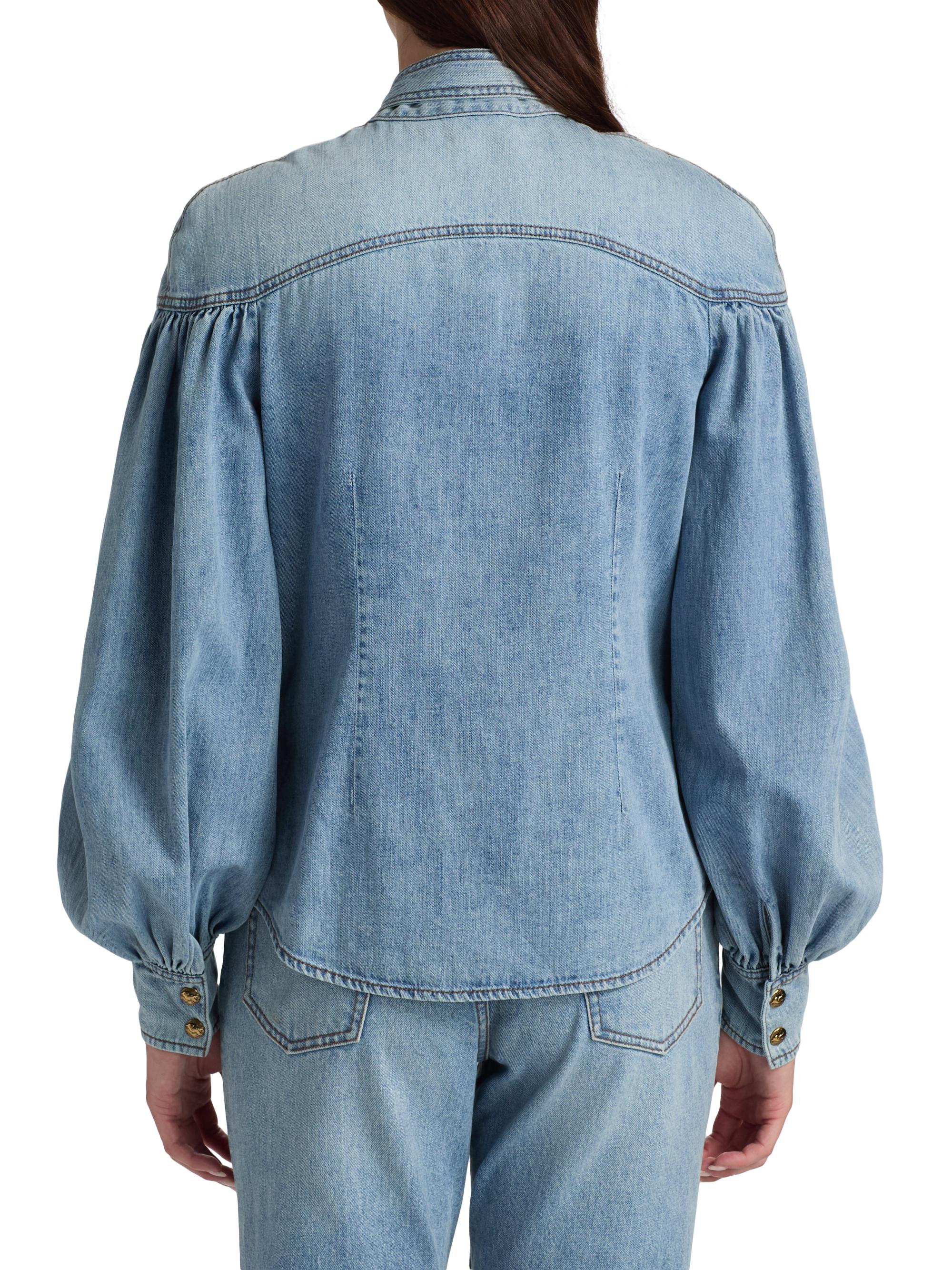 Zimmermann Denim Tieneck Blouse | Saks Fifth Avenue