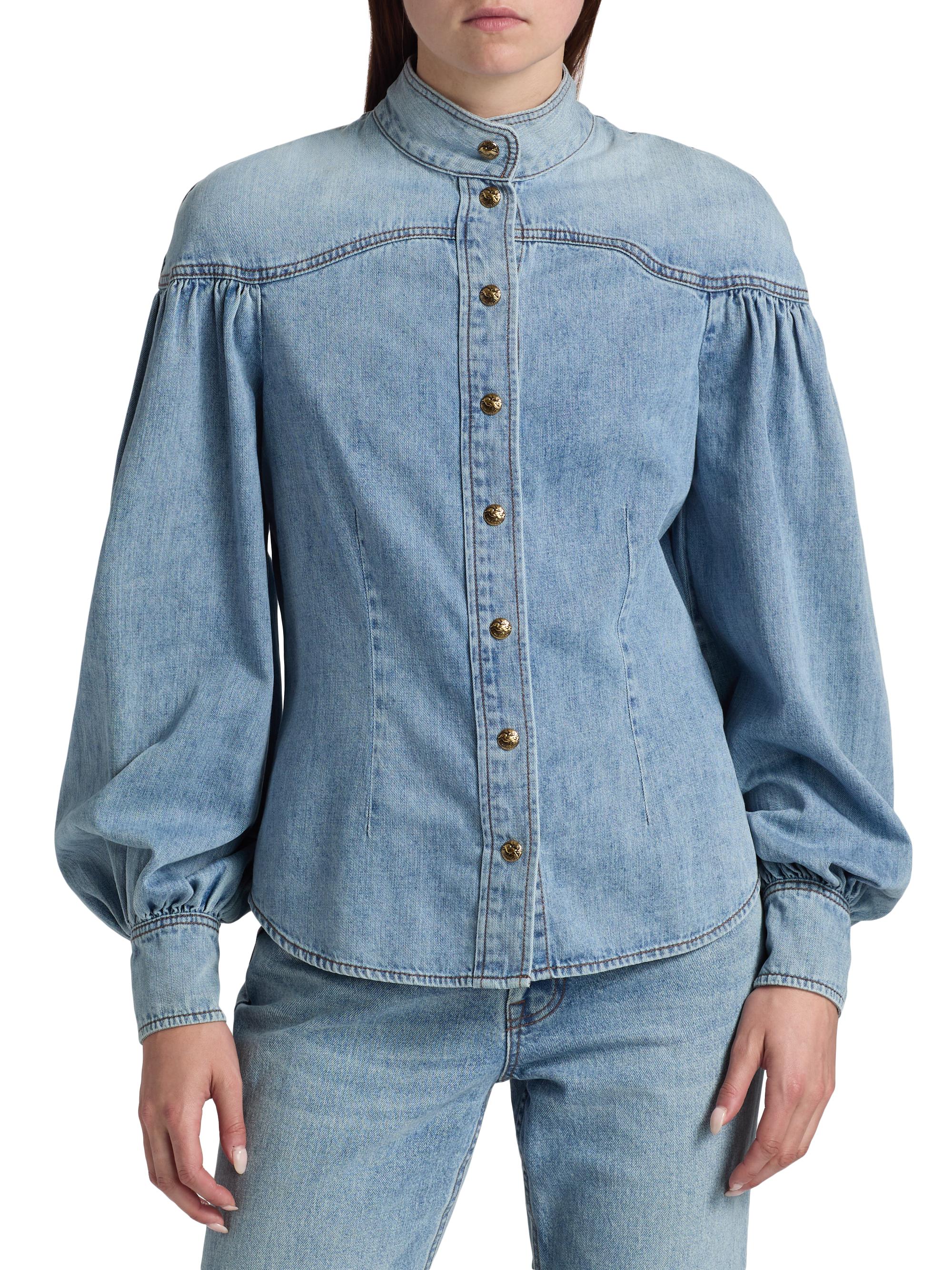 Zimmermann Denim Tieneck Blouse | Saks Fifth Avenue