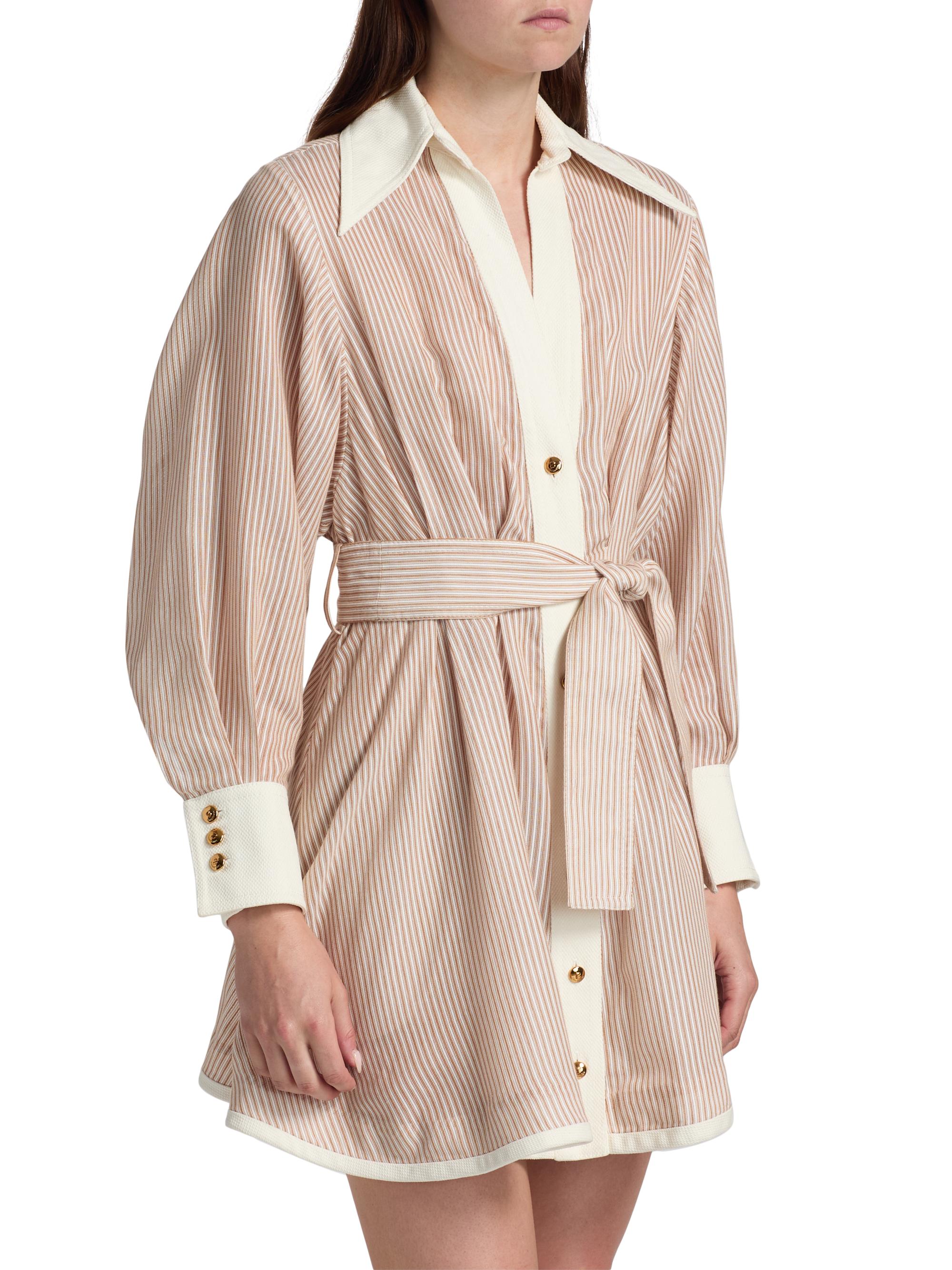 Zimmermann Hypnotic Tuck Striped Poplin Mini Shirtdress | Saks