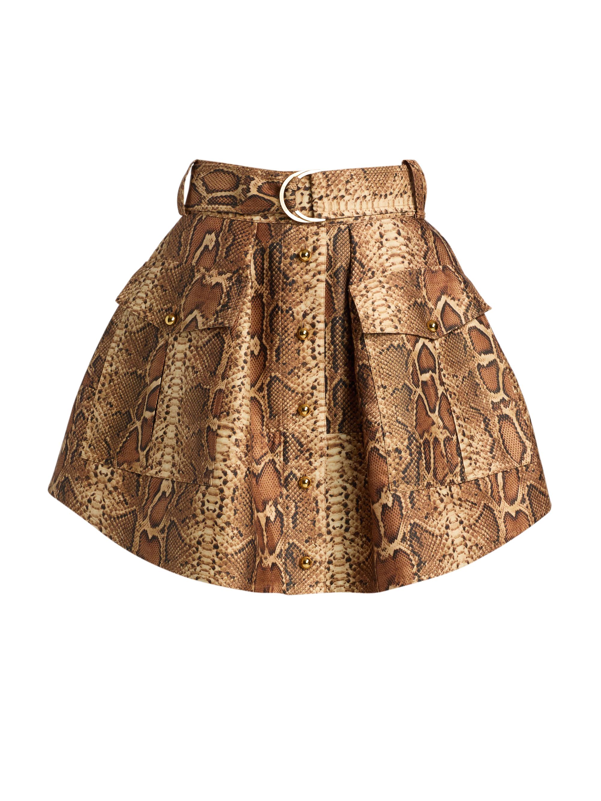 Zimmermann Women's Hypnotic Snake-Print Miniskirt - Toffee Snake