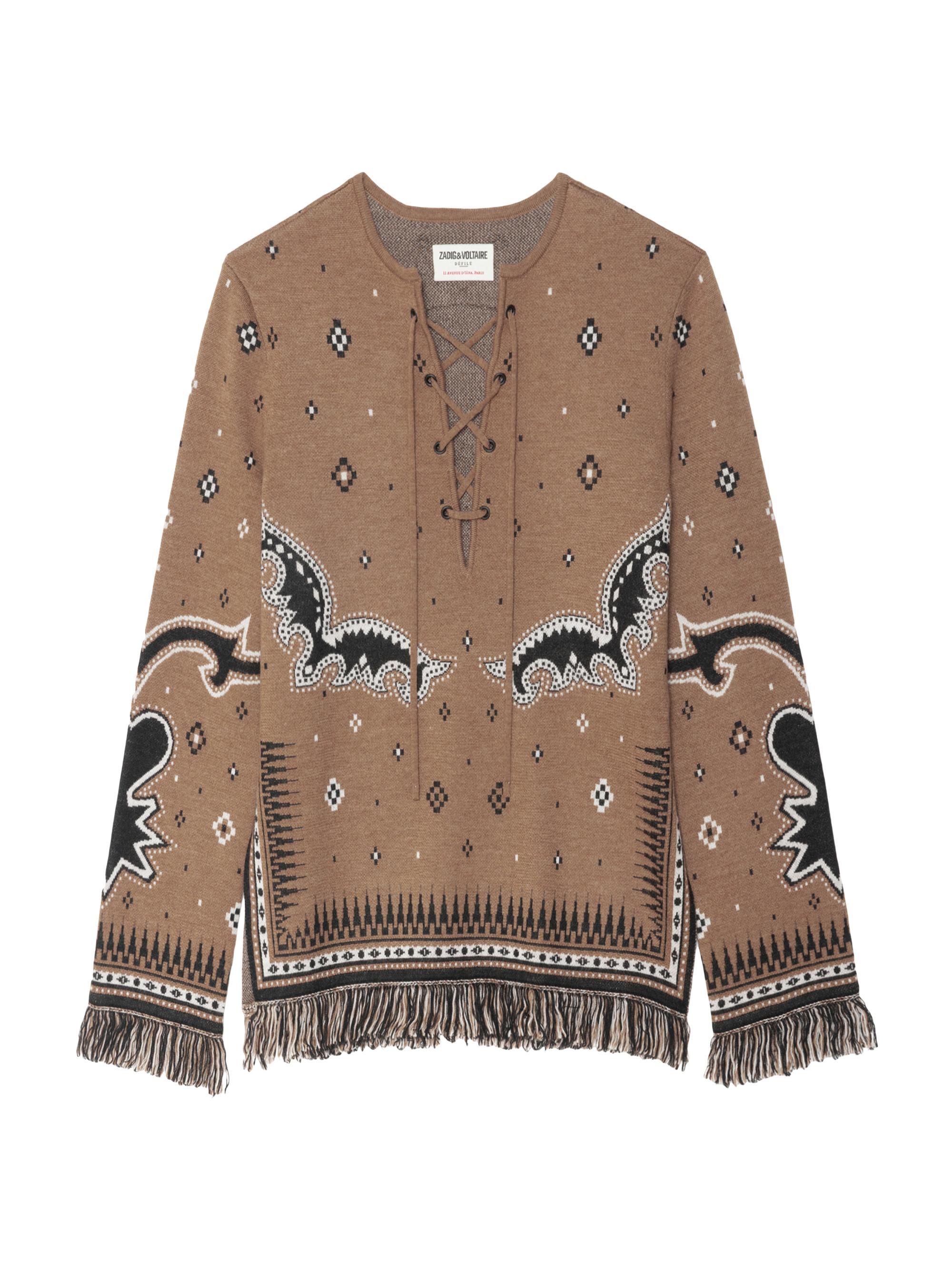 Zadig & Voltaire Women's Leon Merino Wool Fringe-Trim Sweater - Daim