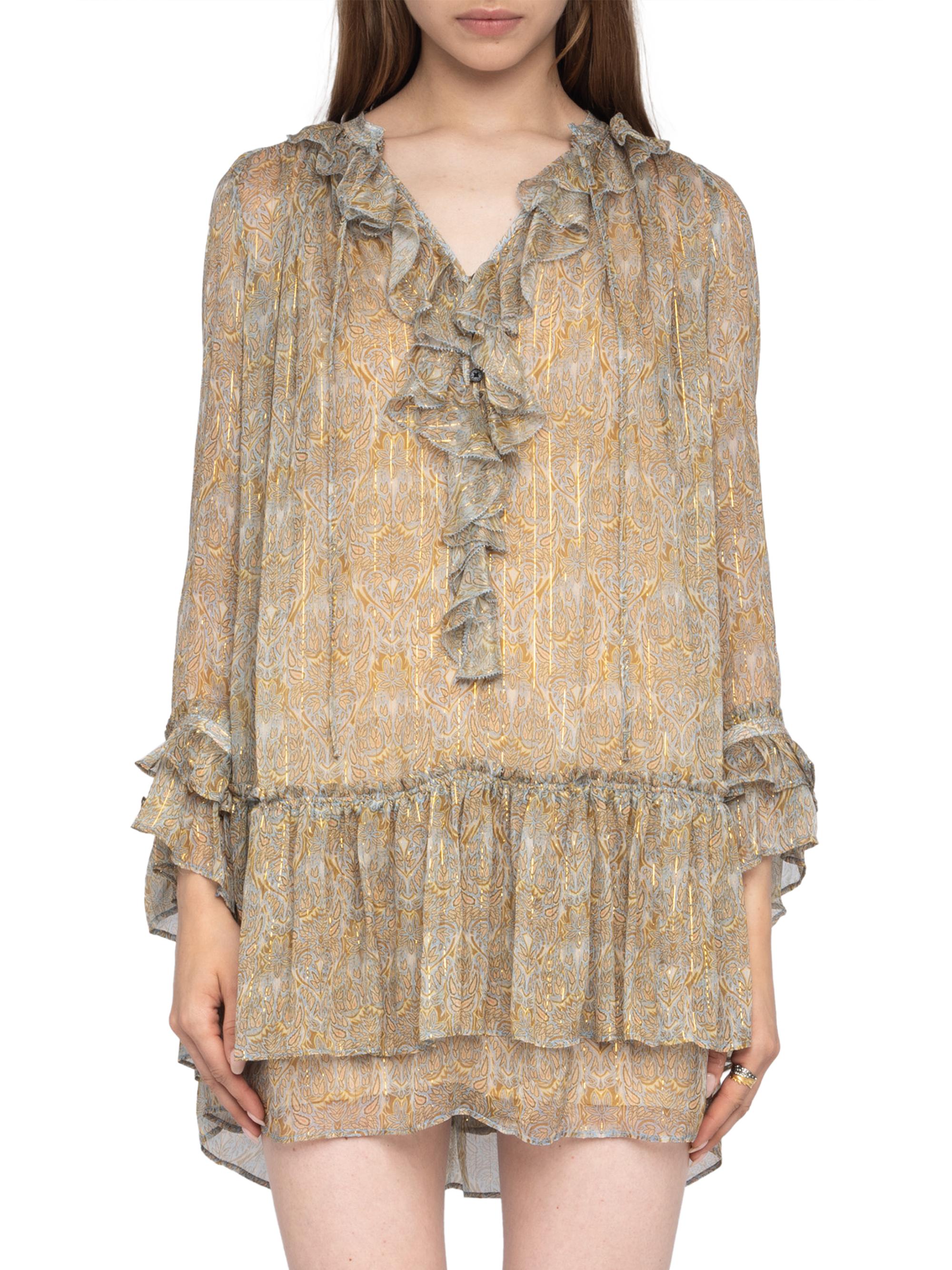 Zadig & Voltaire Ralice Metallic Paisley Minidress - Cloud | V...