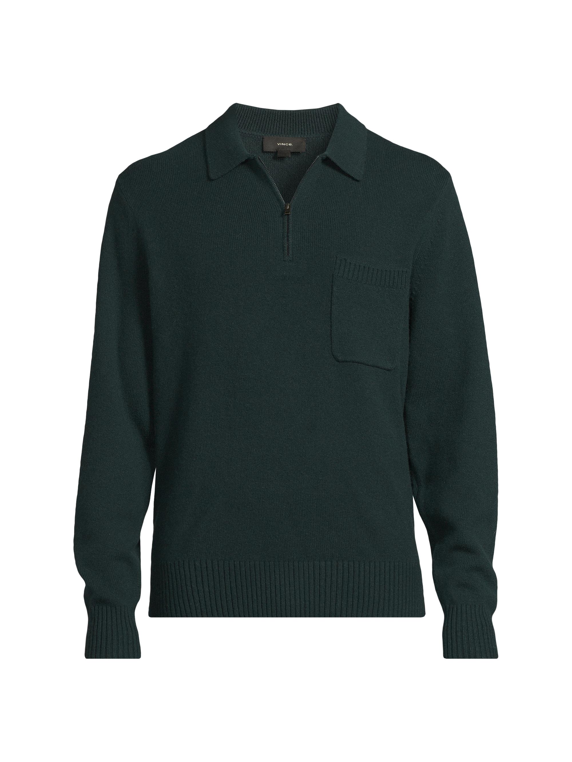 Vince Men's Wool-Cashmere Zip-Front Polo Sweater - Country Racer