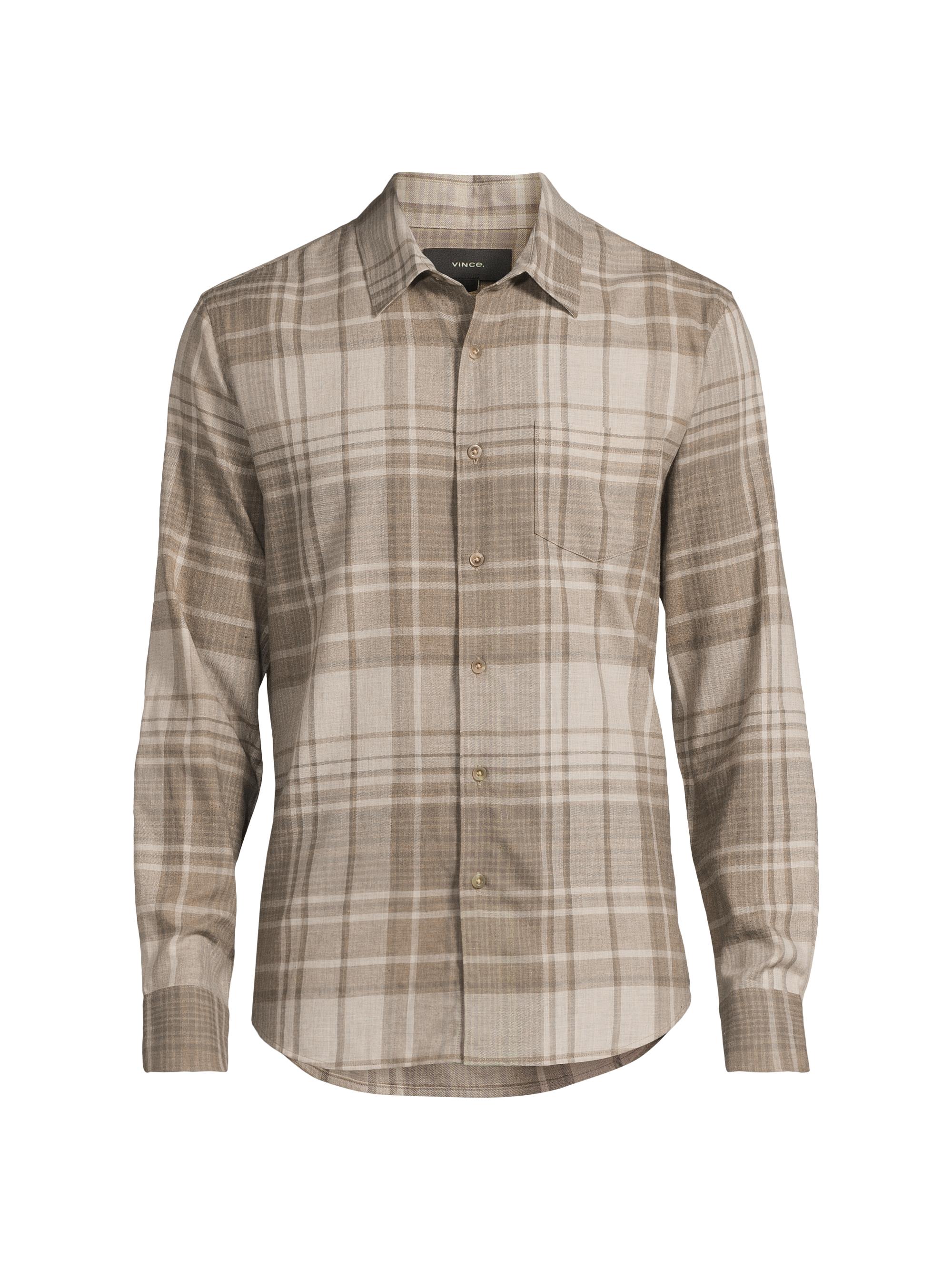 Vince Men's Chilton Plaid Cotton Button-Front Shirt - Mouse Combo
