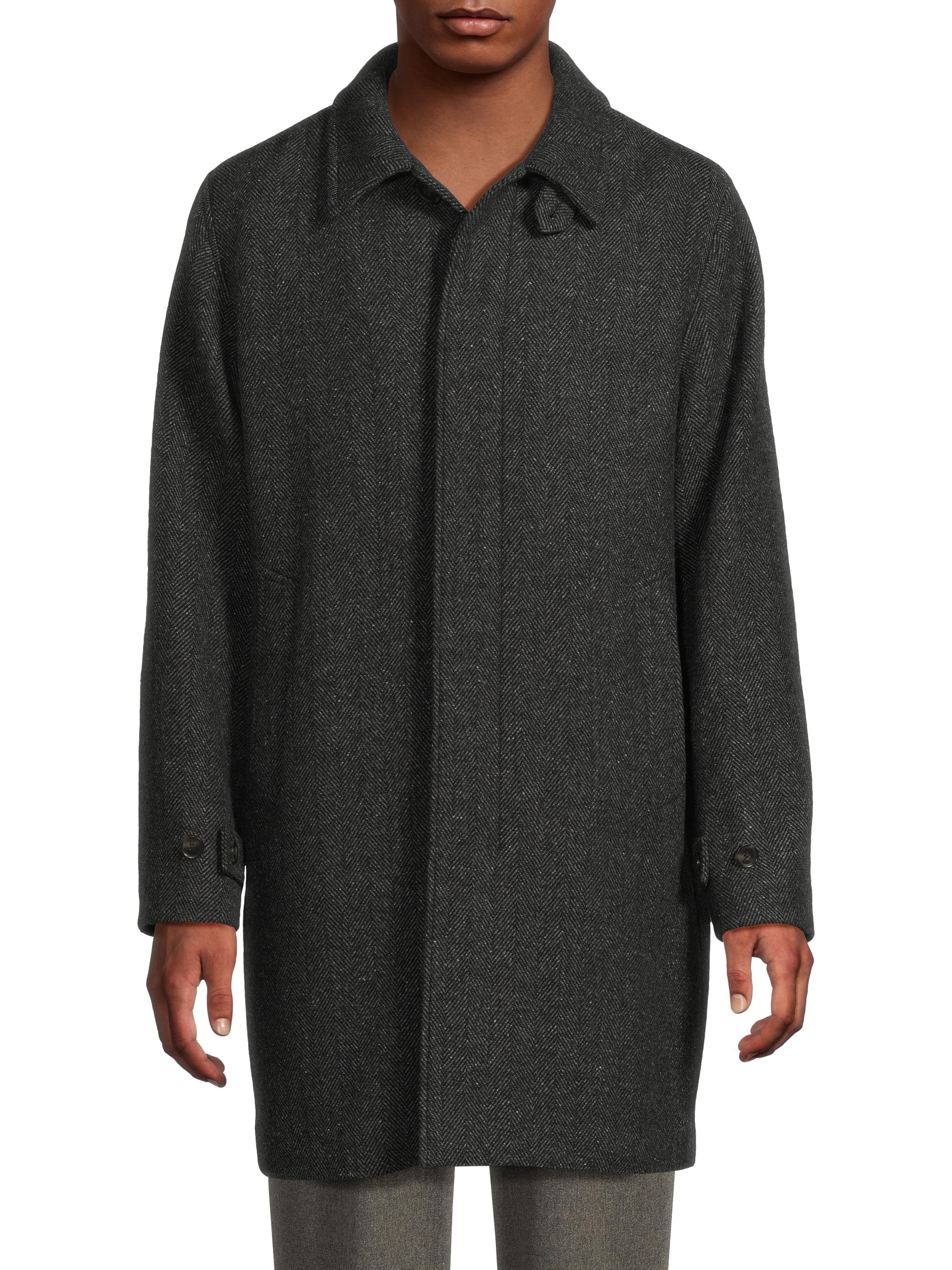 Vince Balmacaan Classic-Fit Herringbone Wool-Blend Top Coat | Saks