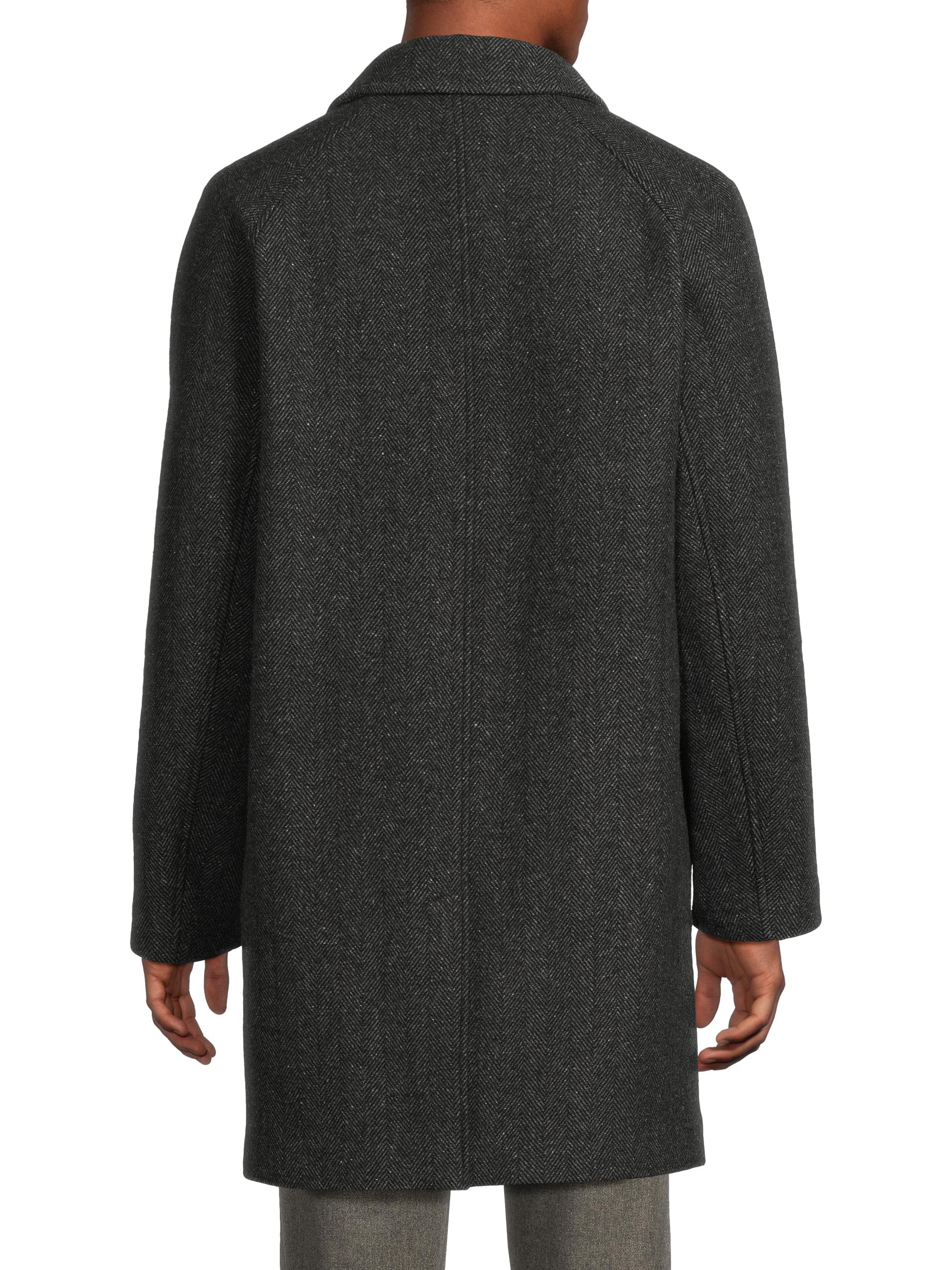 Vince Balmacaan Classic-Fit Herringbone Wool-Blend Top Coat | Saks