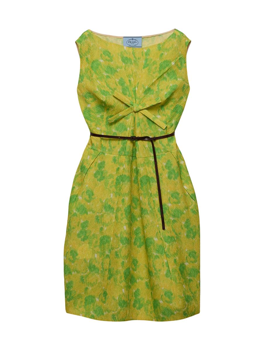 prada green dress Flowy Green V-Neck Floral Lace Tea Length Prom Dress main image 1