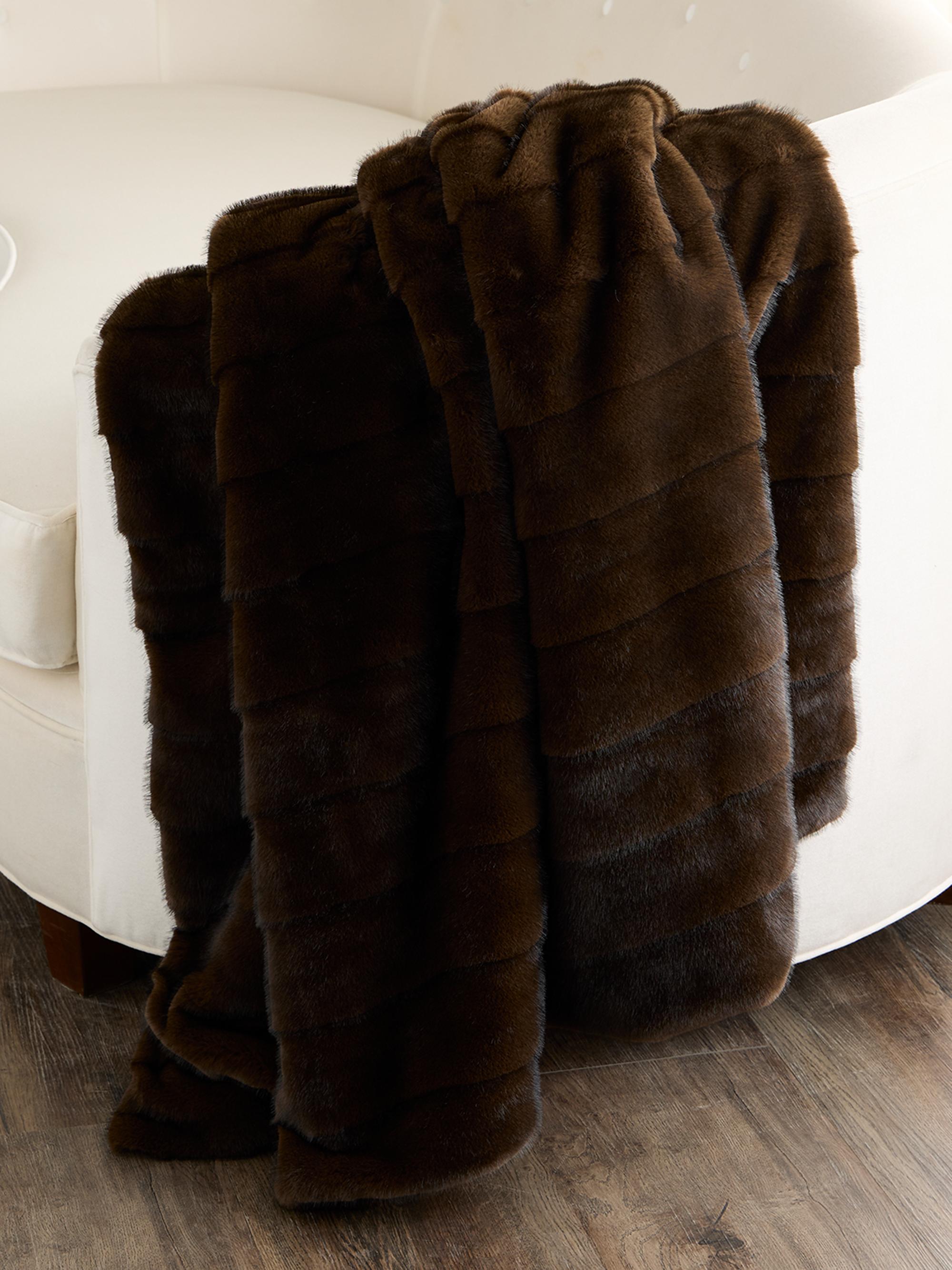 Lyla Grant Fur-Free Faux Mink Throw - Dark Brown