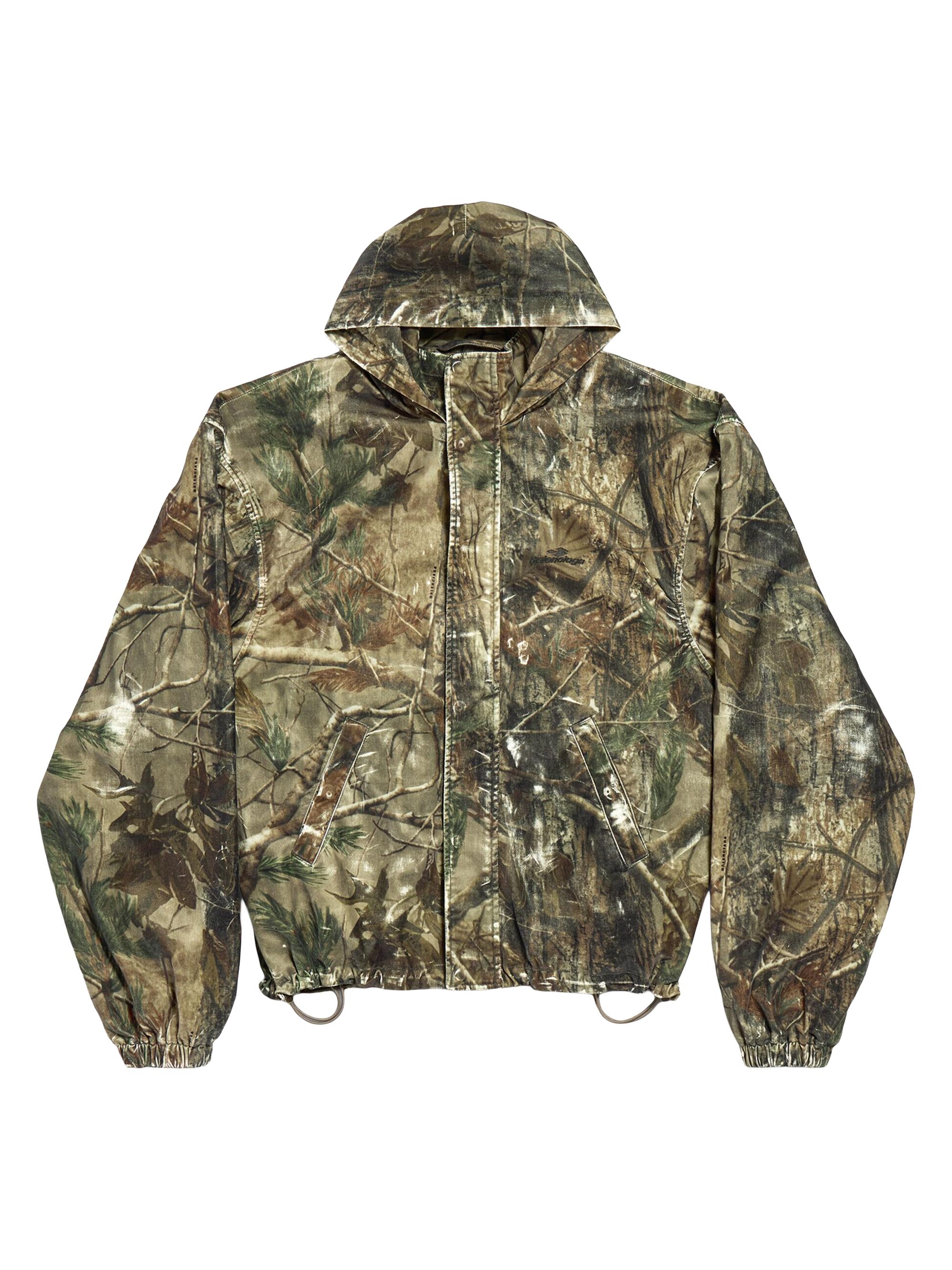 Balenciaga Men's Hooded Workwear Jacket - Brown Green