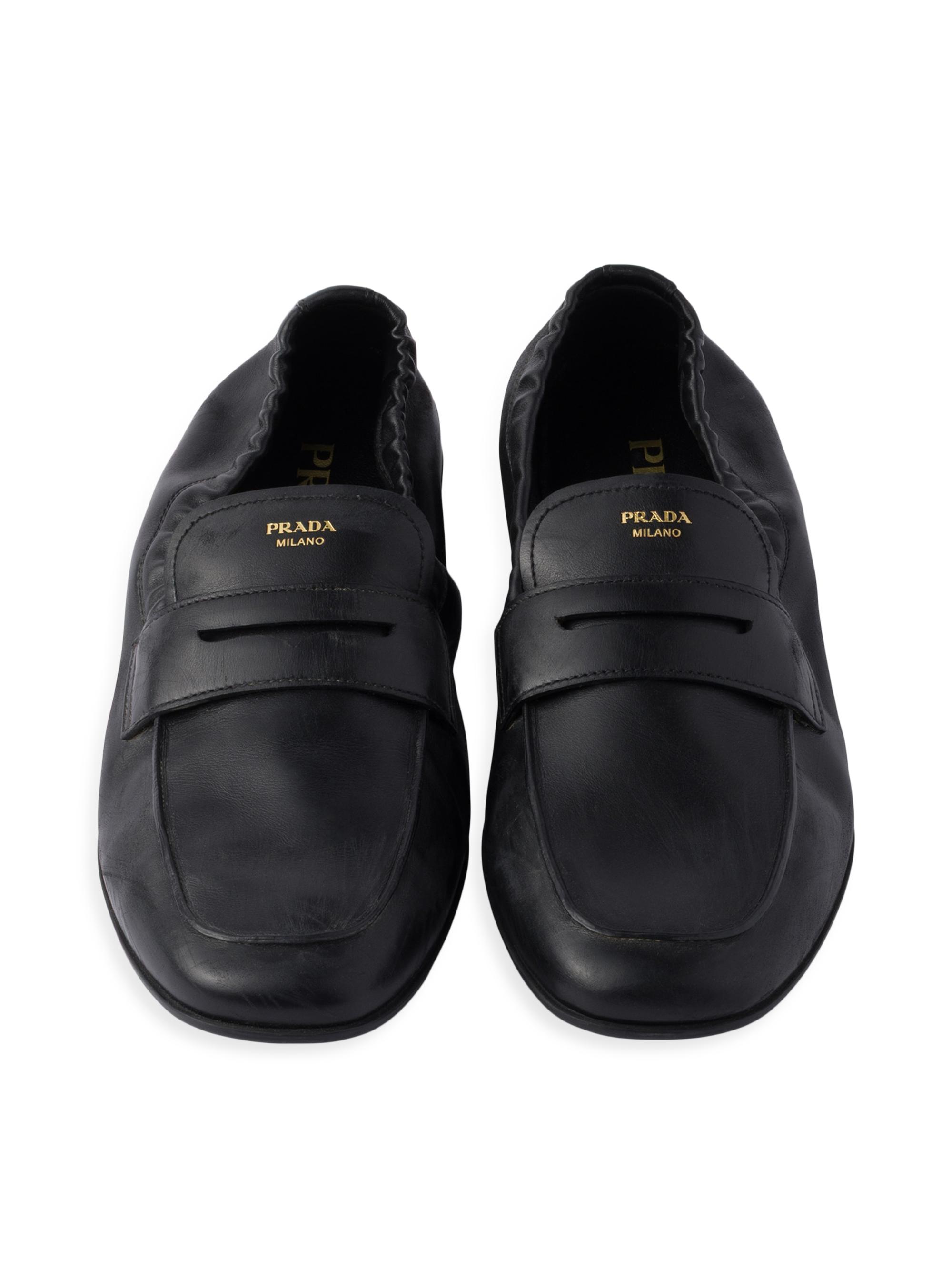 Prada Women's Shuffle Antiqued Leather Loafers | Saks Fifth Avenue