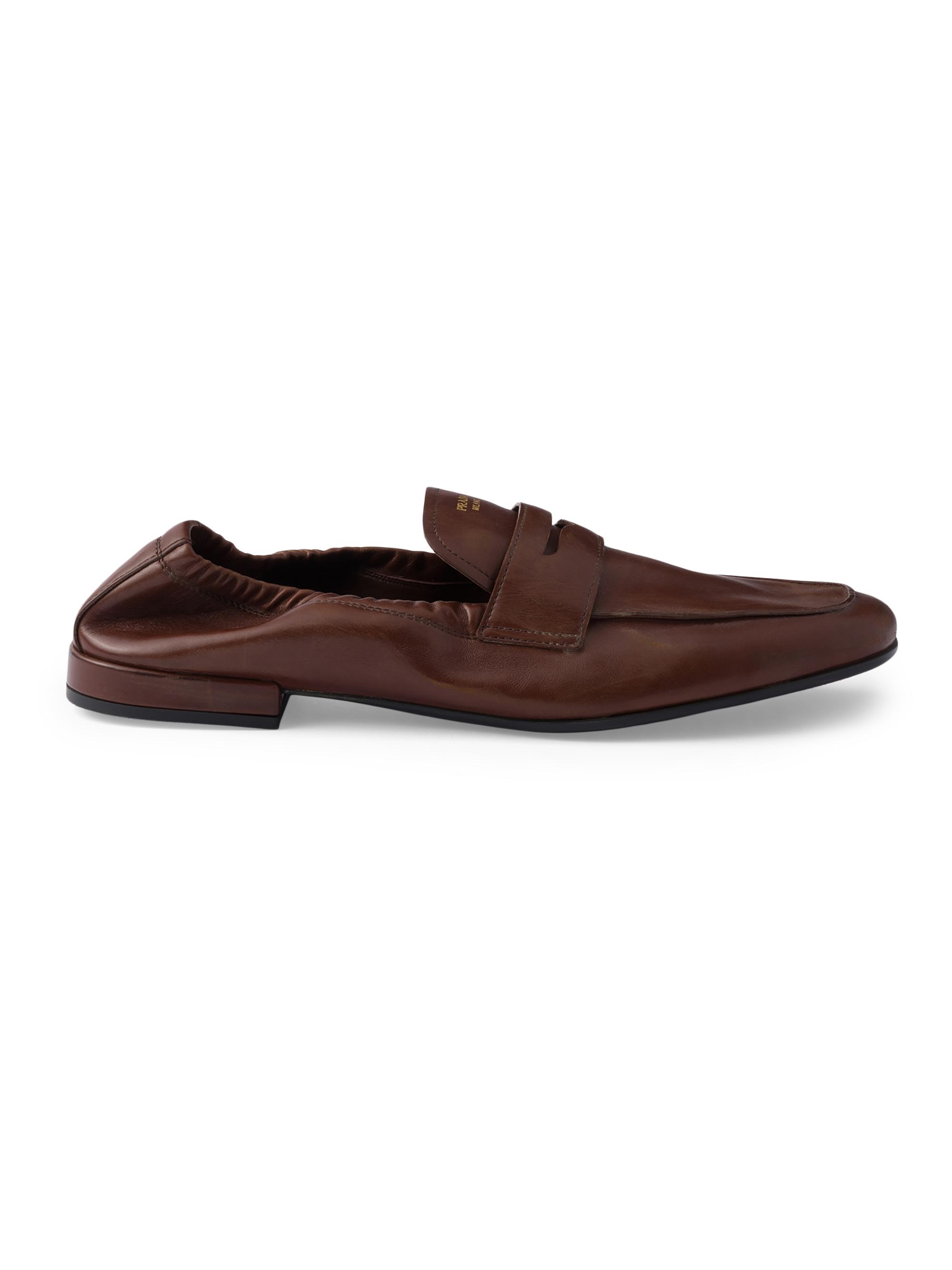 Prada Women's Shuffle Antiqued Leather Loafers - Chocolate Brown