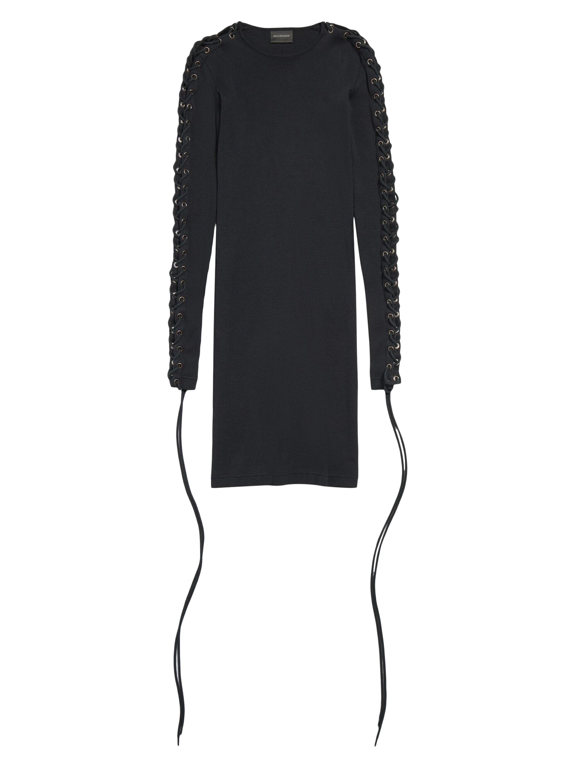 Balenciaga Women's Lace-up Long Sleeve Dress - Black