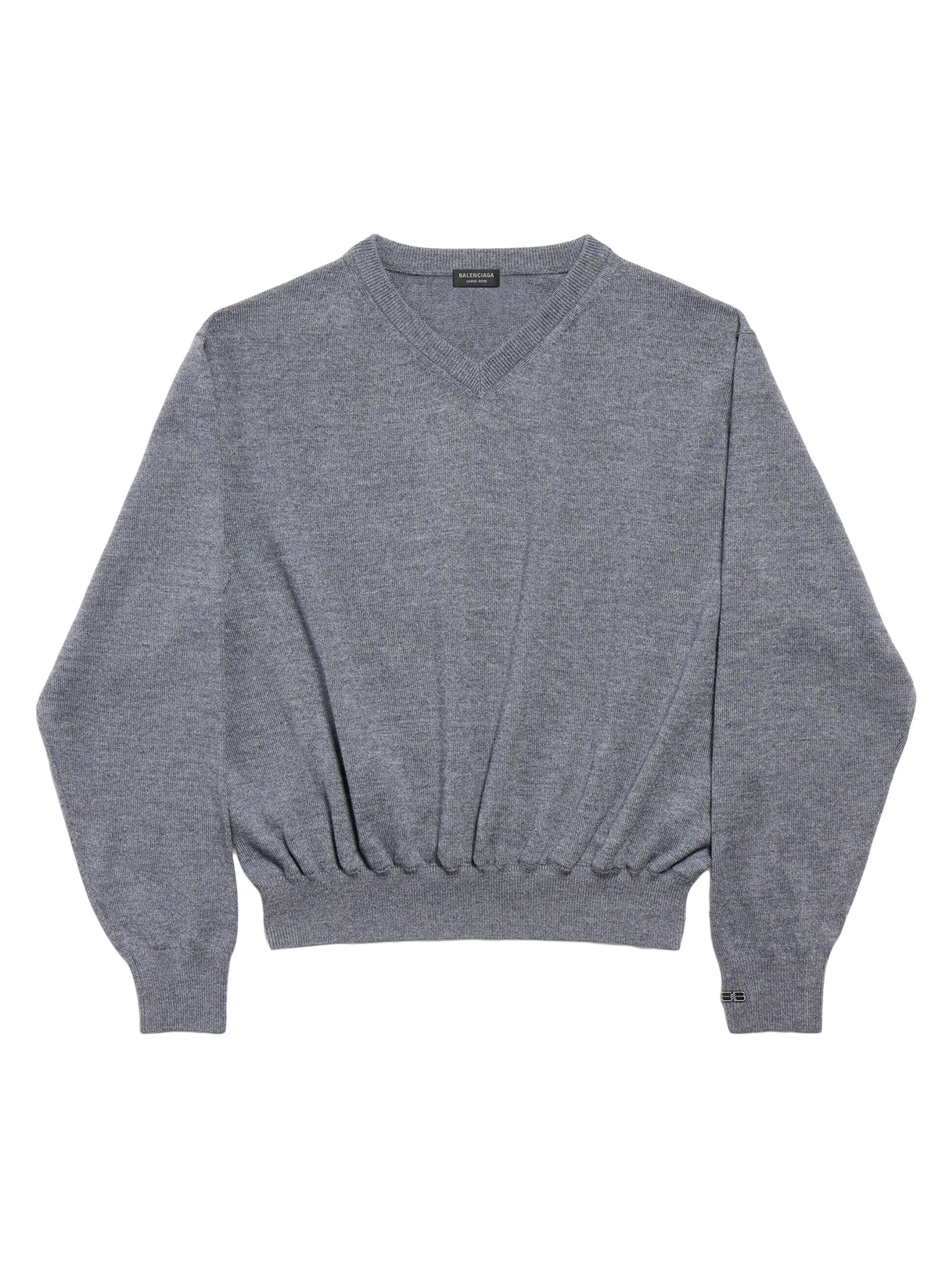 Balenciaga Women's V-Neck Sweater - Heather Grey