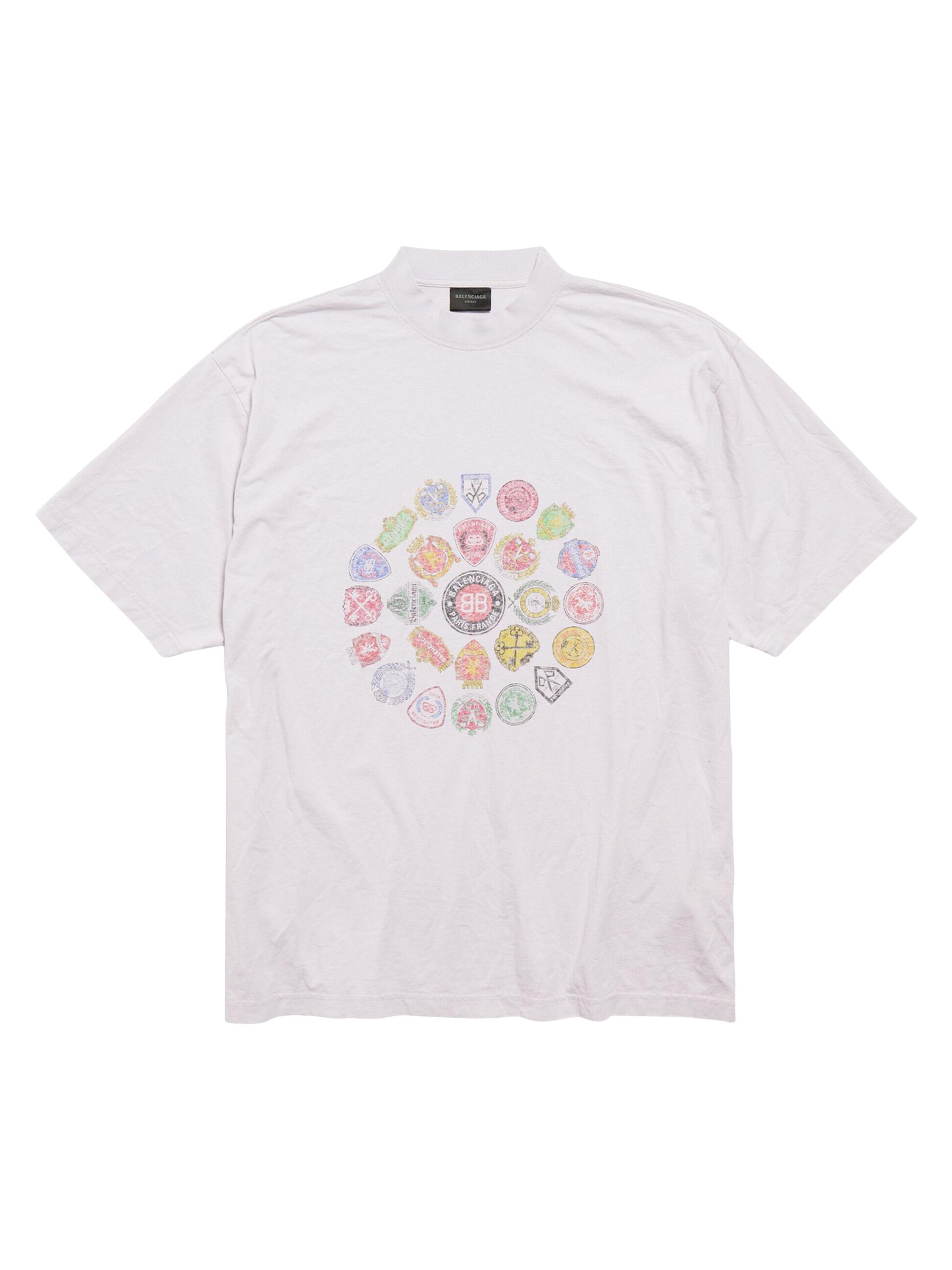 Balenciaga Men's Spiral Crest Medium Fit T-Shirt - Dirty White