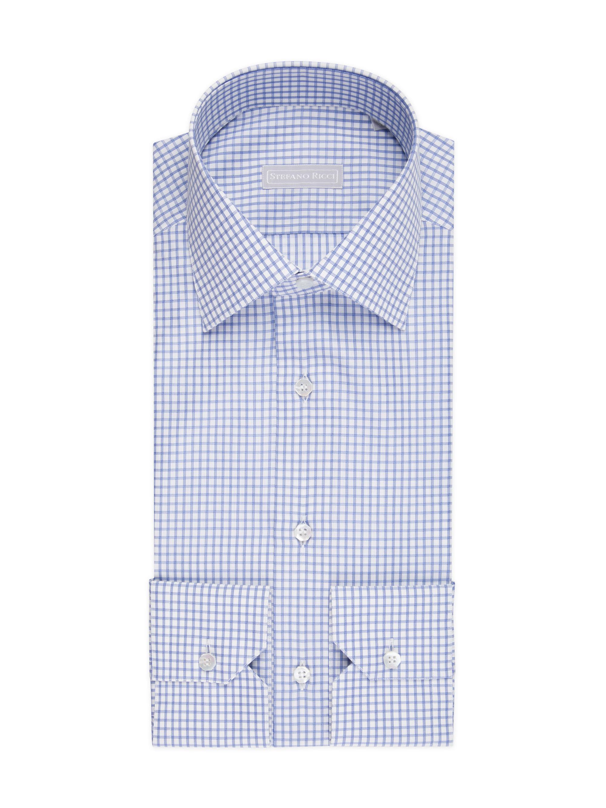Stefano Ricci Men's Refined Classic Dress Shirt - Blue White | Thumbnail 3