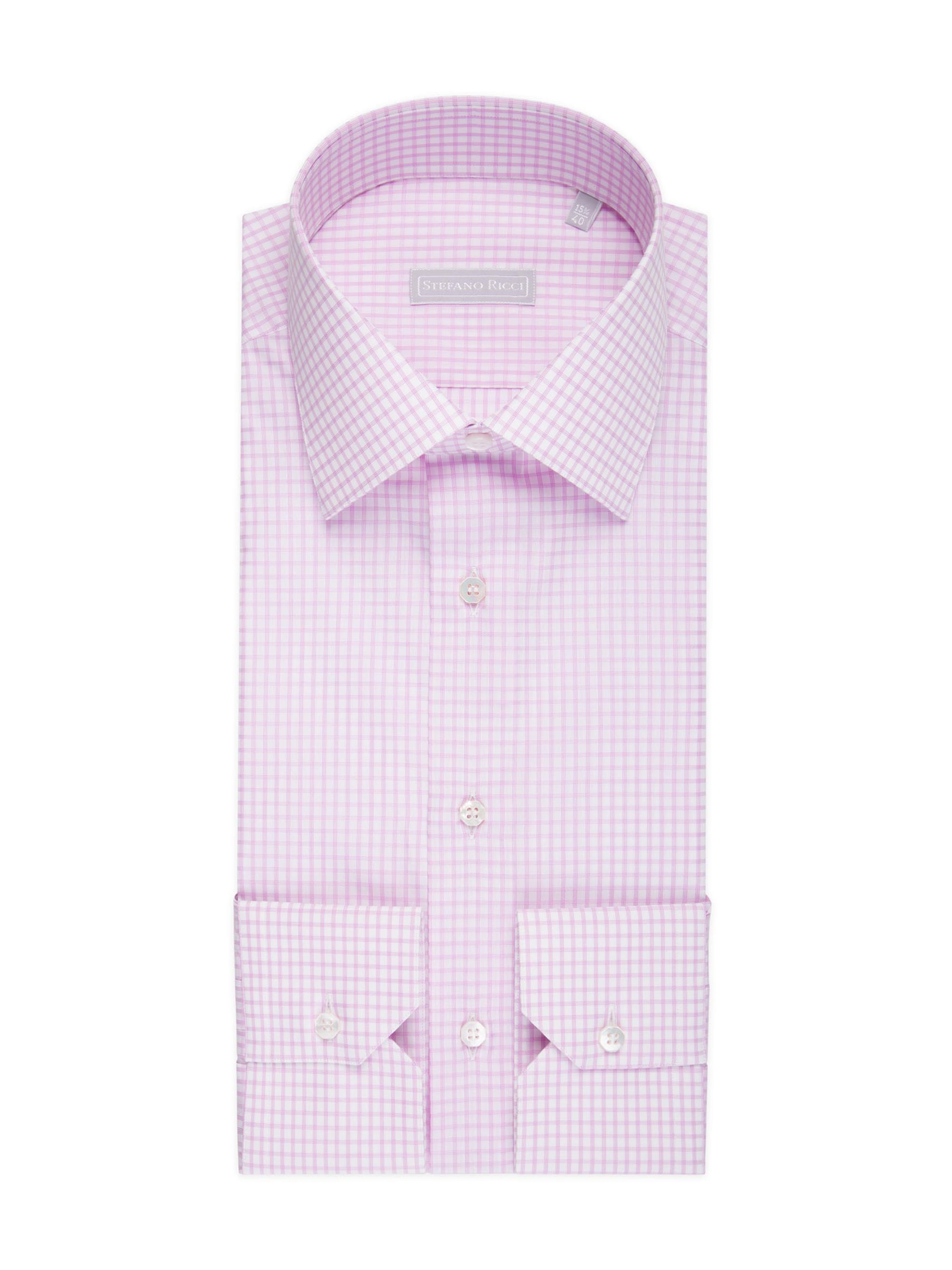 Stefano Ricci Men's Refined Classic Dress Shirt - Pink White